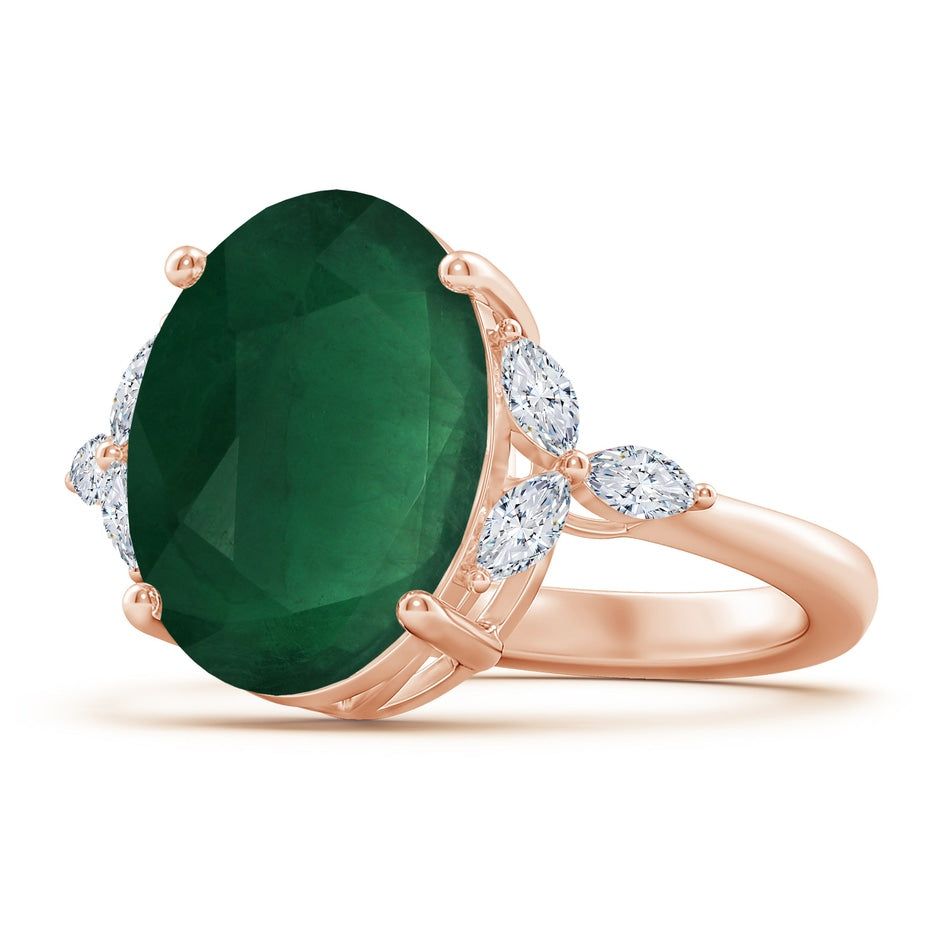 Classic GIA Certified Oval Emerald Solitaire Ring with Side Diamonds