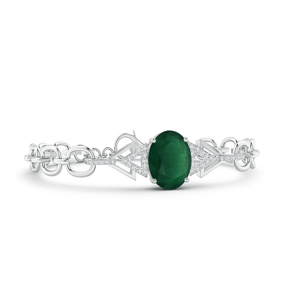 GIA Certified Oval Emerald Intersecting Triangle Bracelet