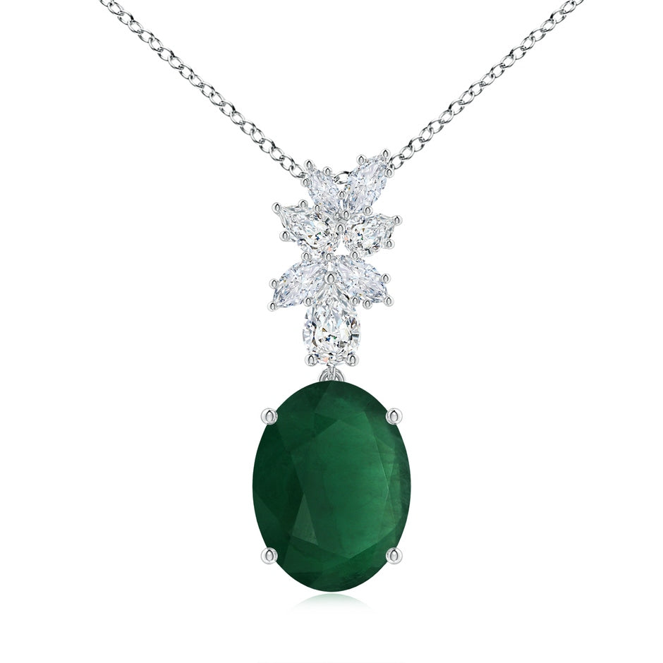 GIA Certified Oval Emerald Pendant with Fancy Diamonds