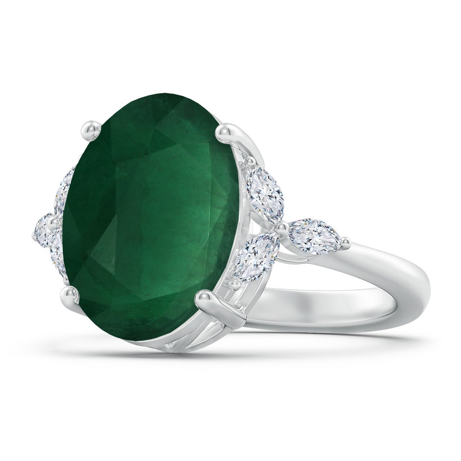 Classic GIA Certified Oval Emerald Solitaire Ring with Side Diamonds