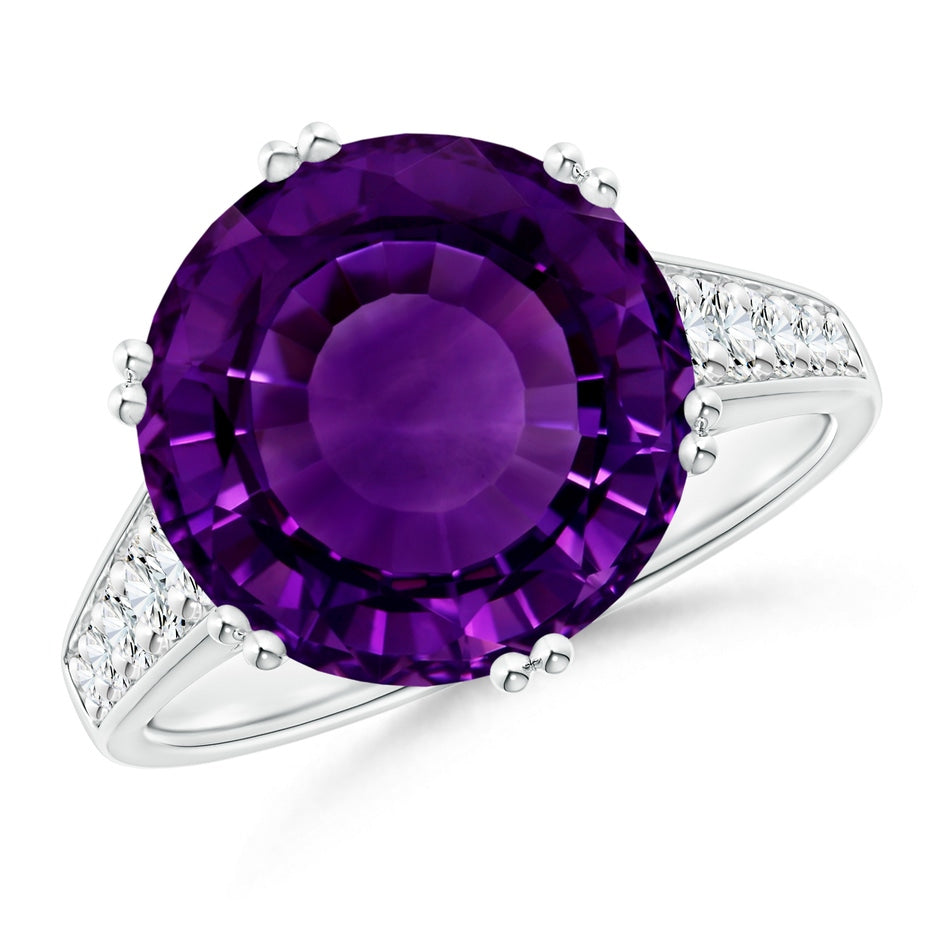 GIA Certified Round Amethyst Cocktail Ring with Diamonds