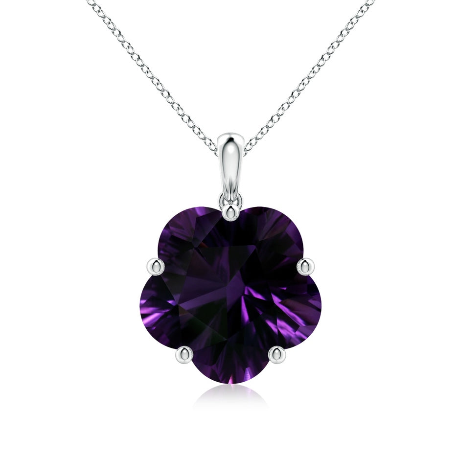 GIA Certified Solitaire Five-Petal Flower Amethyst Pendant