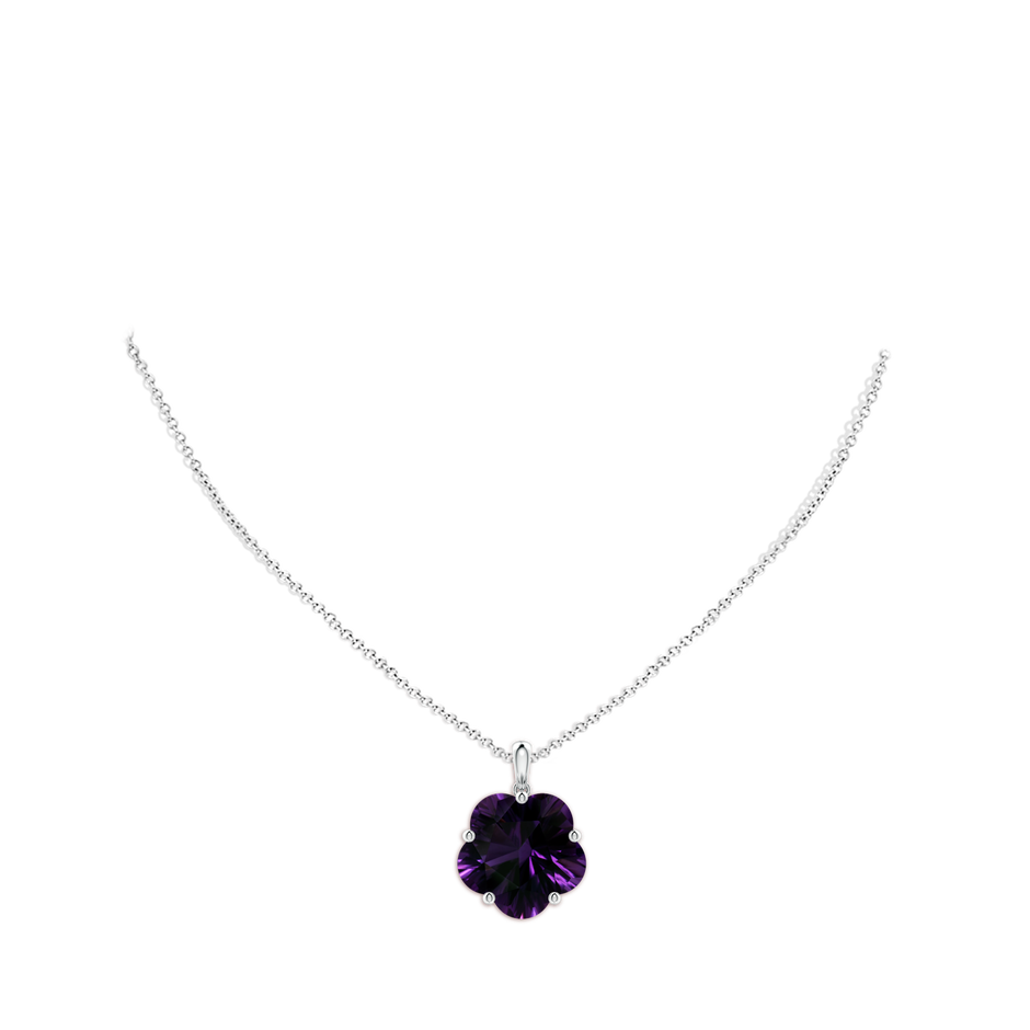 GIA Certified Solitaire Five-Petal Flower Amethyst Pendant