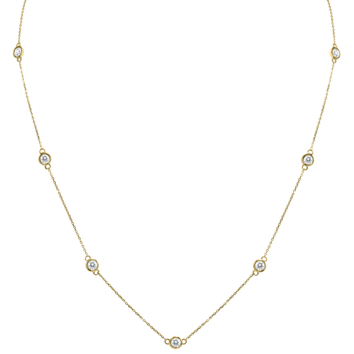 2 Carat Tw Bezel Set Diamond Station Necklace In 14K