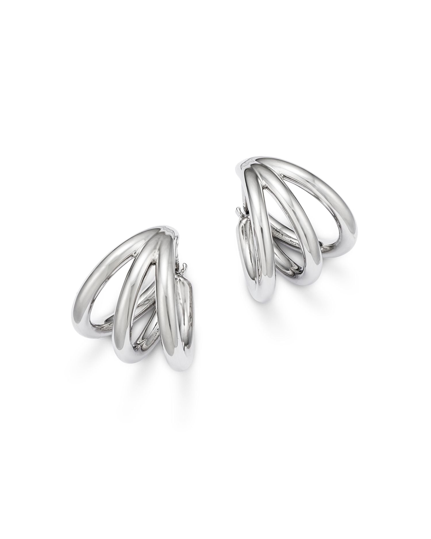 Triple Tube Huggie Hoop Earrings in Sterling Silver - Exclusive