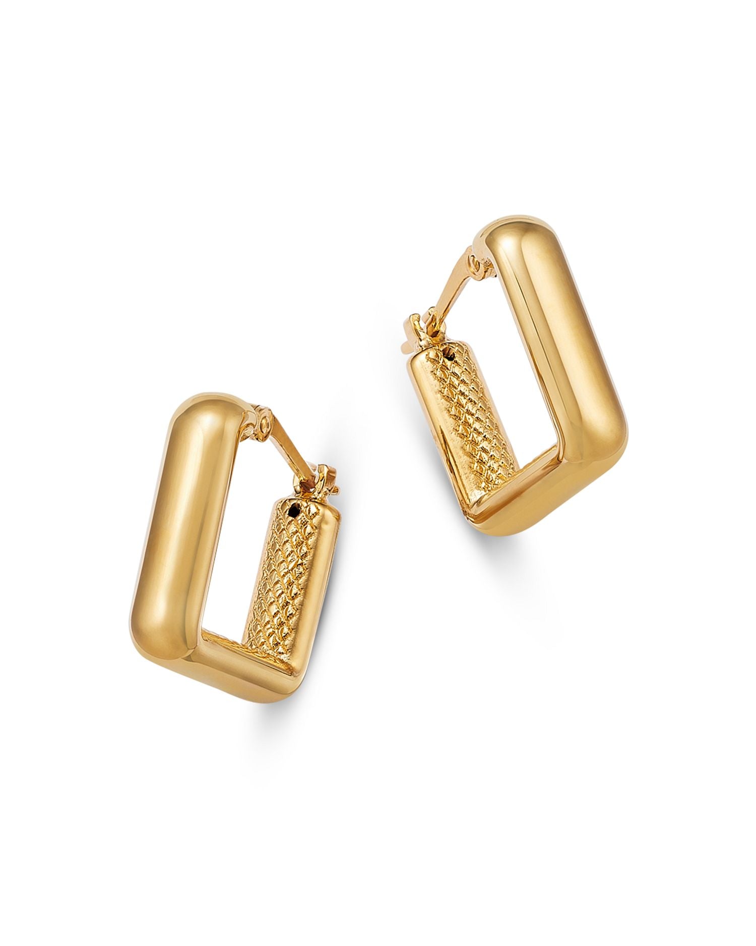 Polished Square Small Hoop Earrings in 14K Yellow Gold - Exclusive