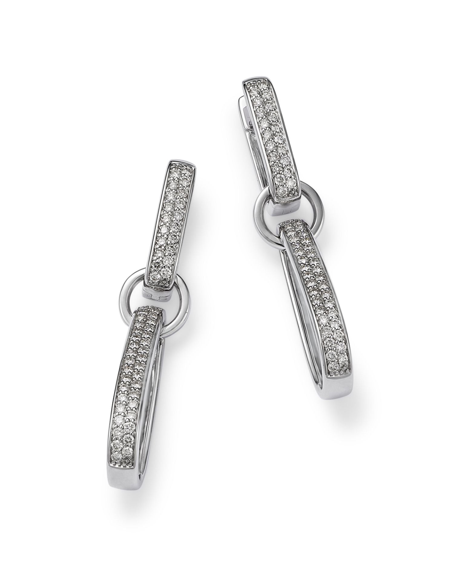Diamond Double Row Drop Hoop Earrings in 14K White Gold, 1.00 ct. t.w. - Exclusive