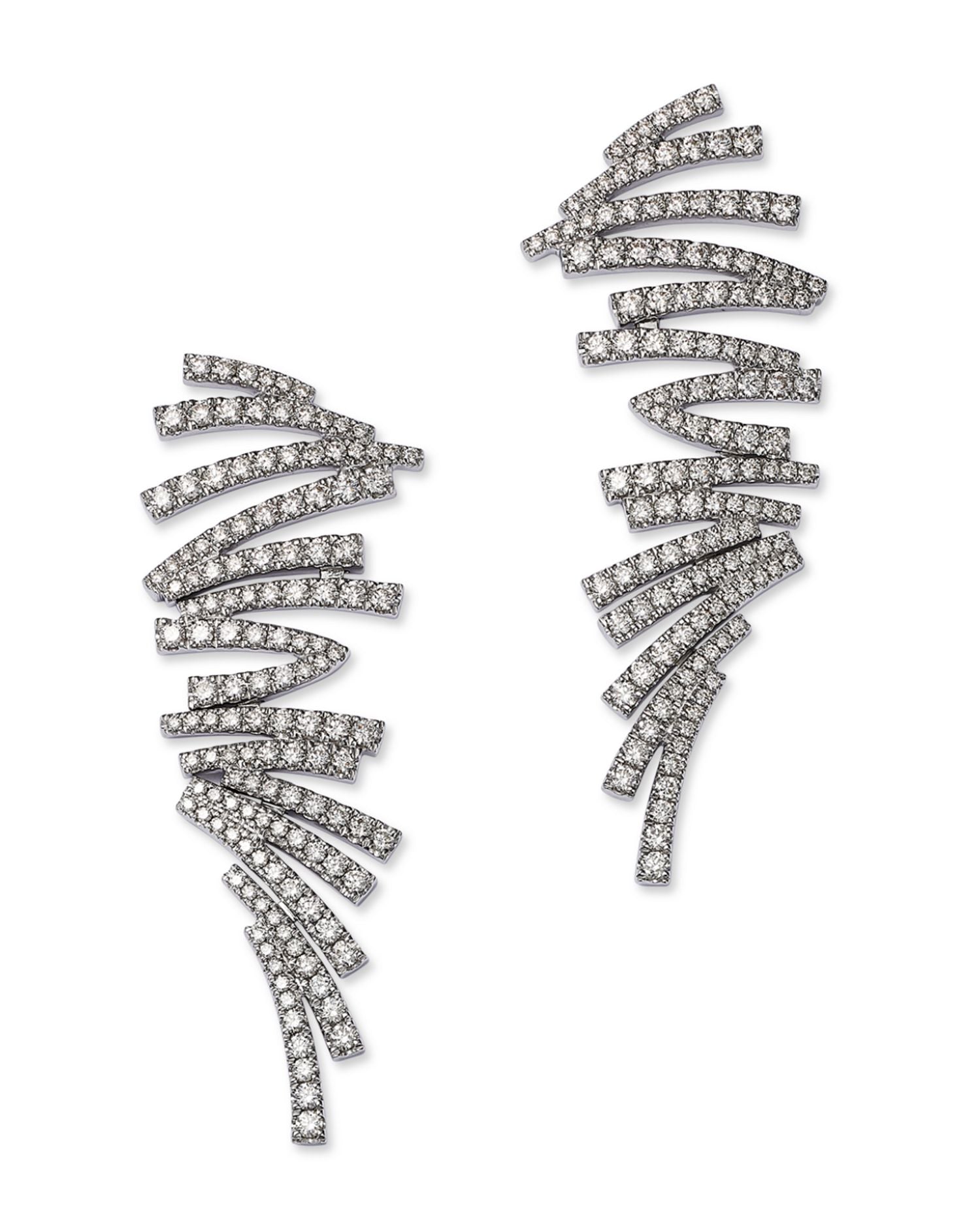 Diamond ZigZag Drop Earrings in 14K White Gold, 2.3 ct. t.w.