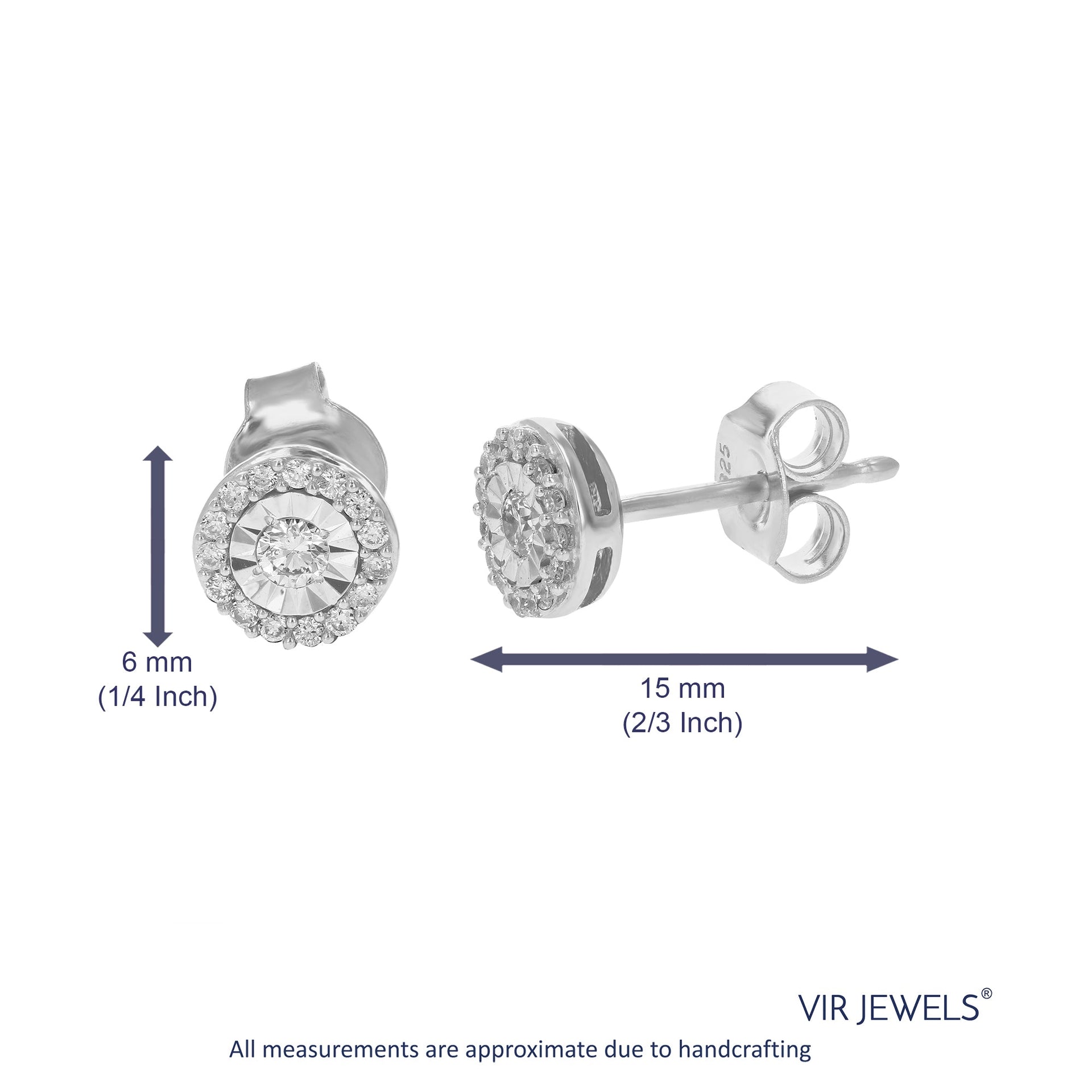 1/4 cttw Lab Grown Diamond Stud Earrings in .925 Sterling Silver Round Cut Prong Set