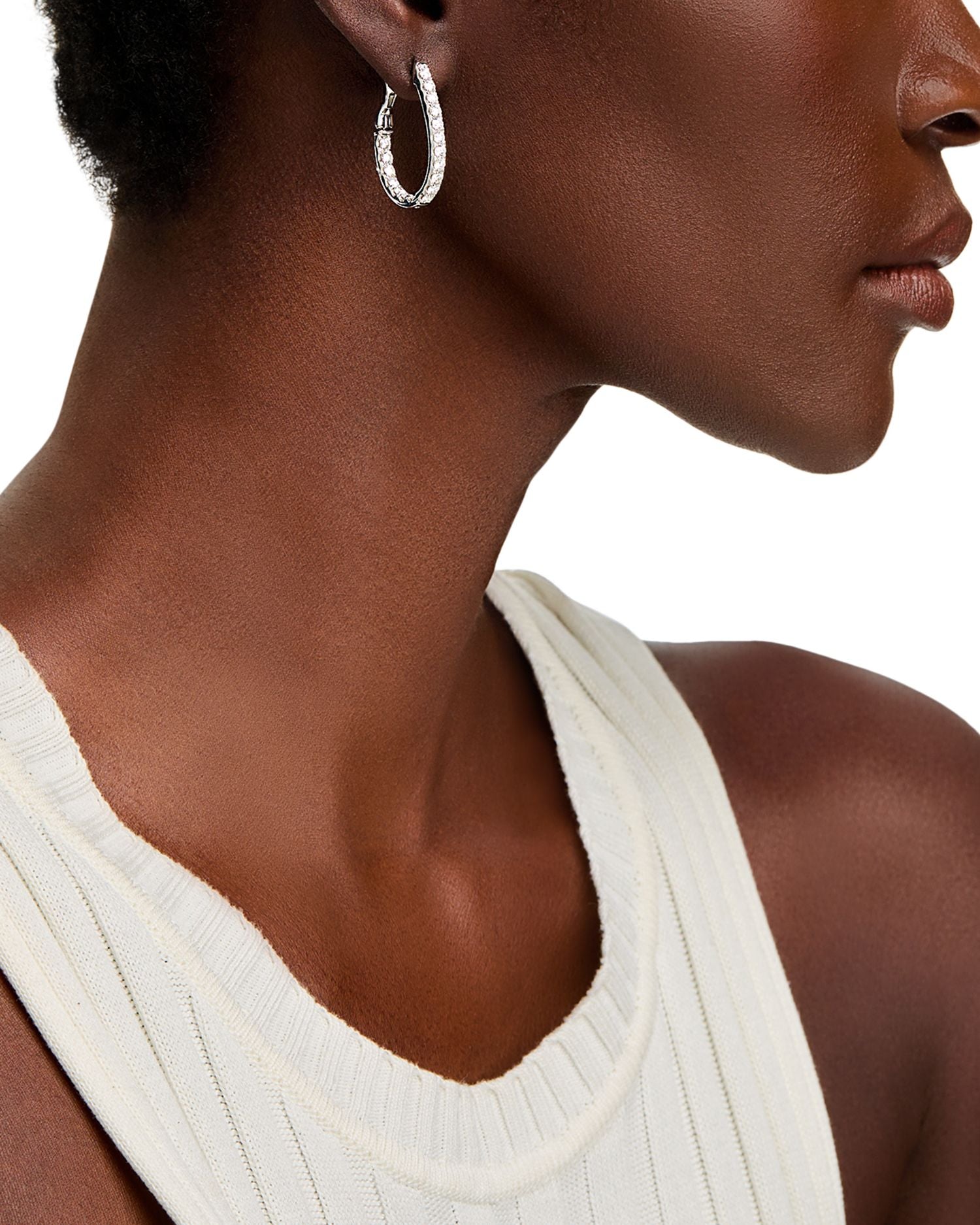 Diamond Inside Out Oval Hoop Earrings in 14K White Gold, 2.25 ct. t.w.