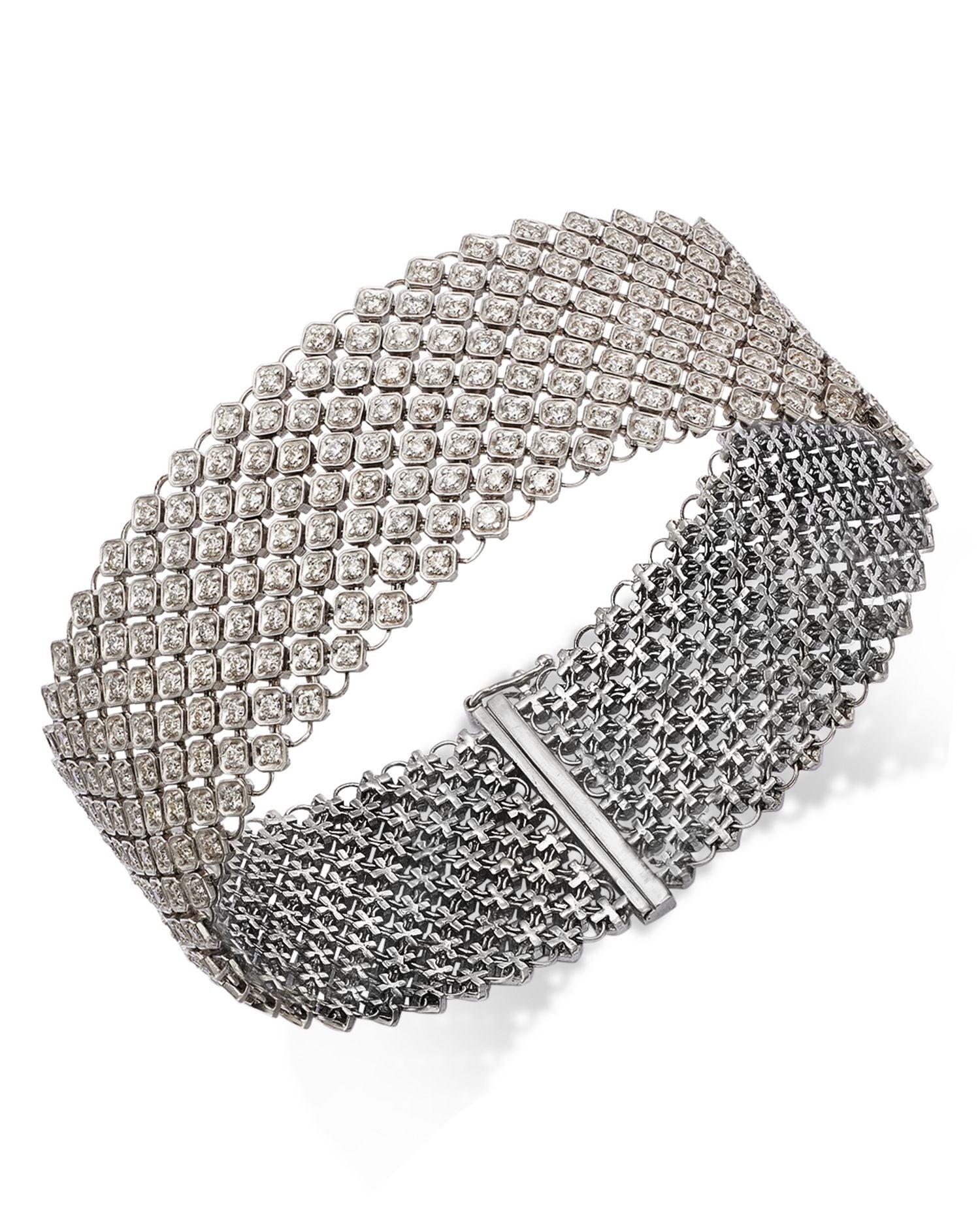 Diamond Pavé Wide Link Bracelet in 14K White Gold, 7.00 ct. t.w.