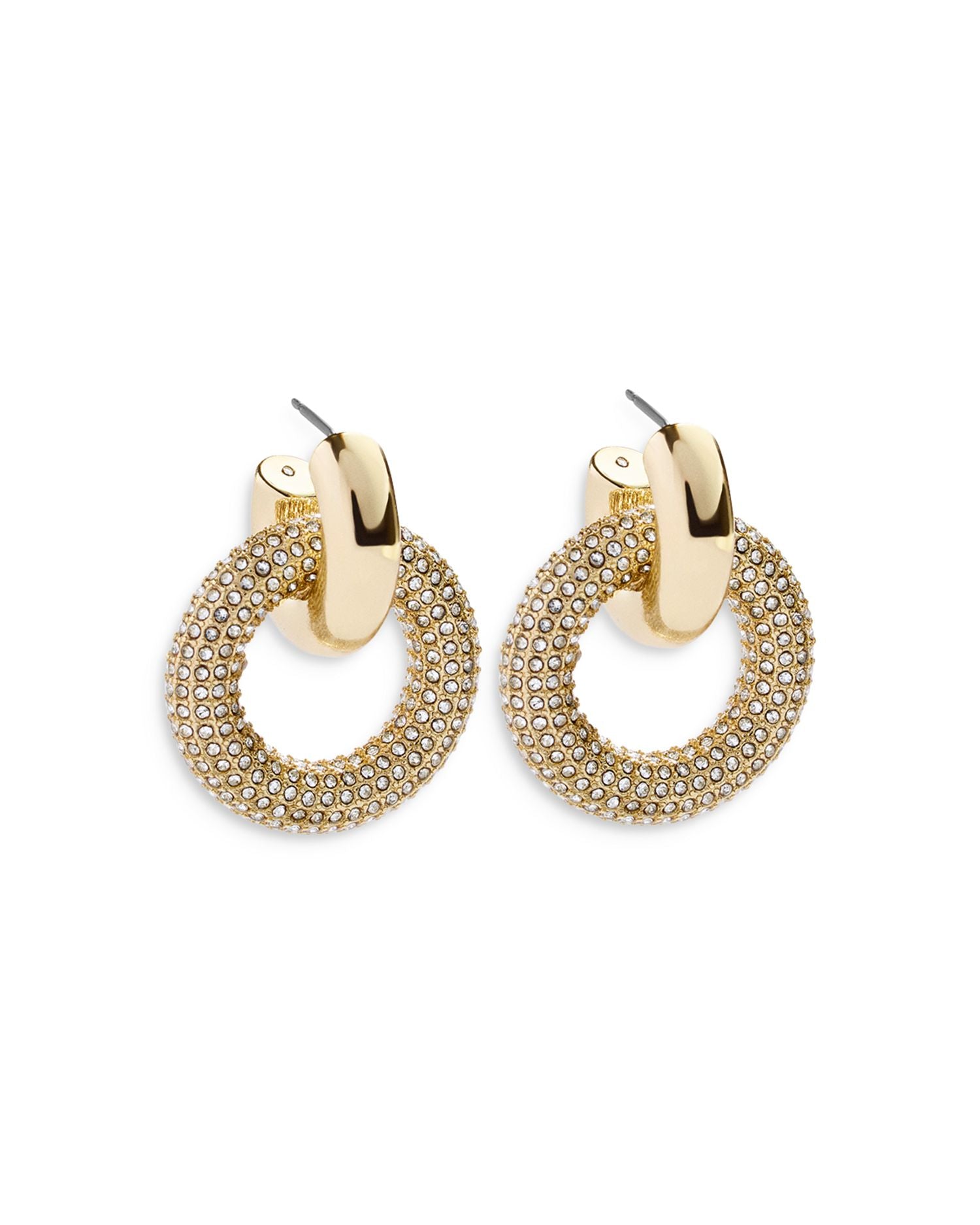 Donna Pavé Circle Charm Huggie Hoop Earrings