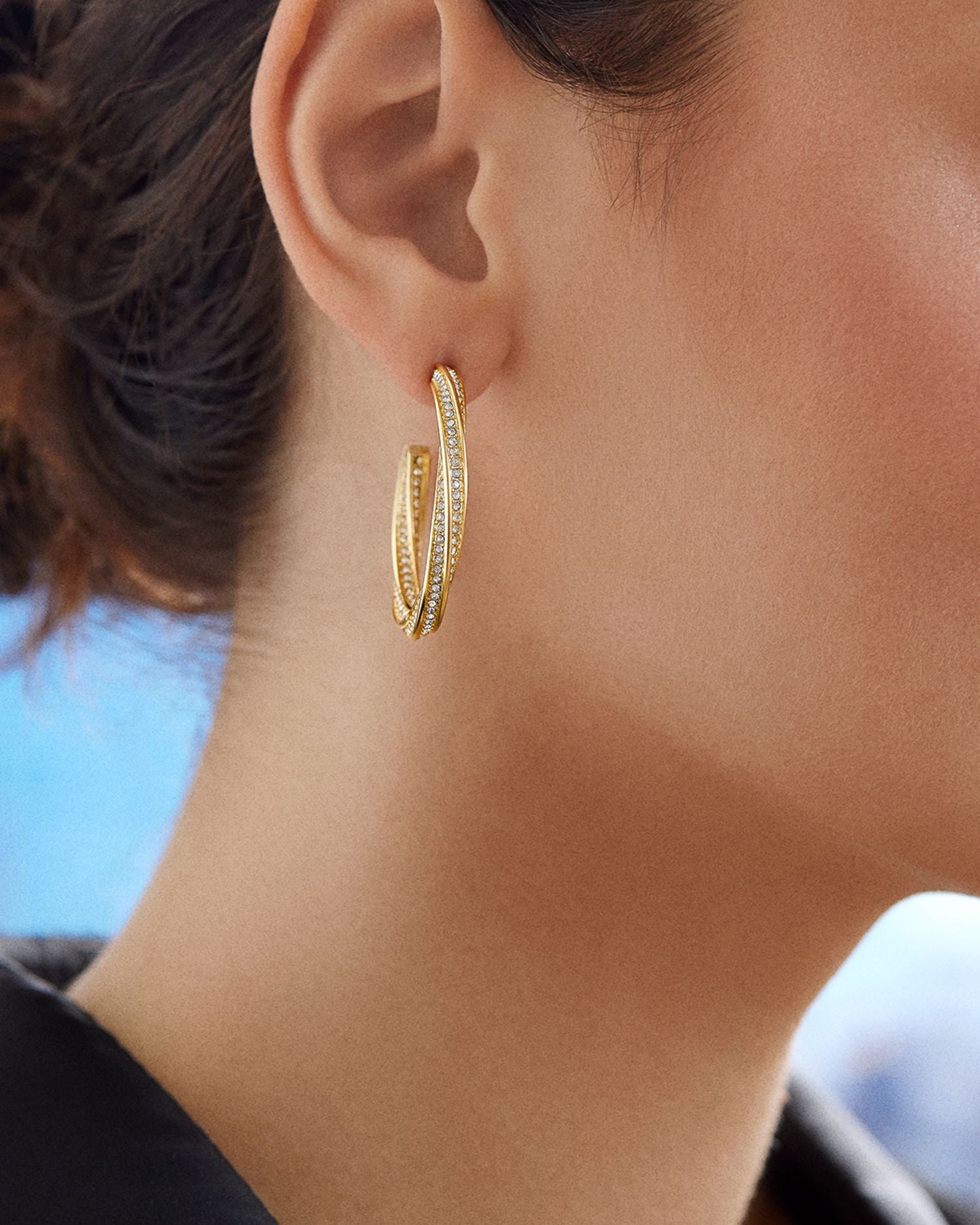 Heather Pavé Twist Hoop Earrings