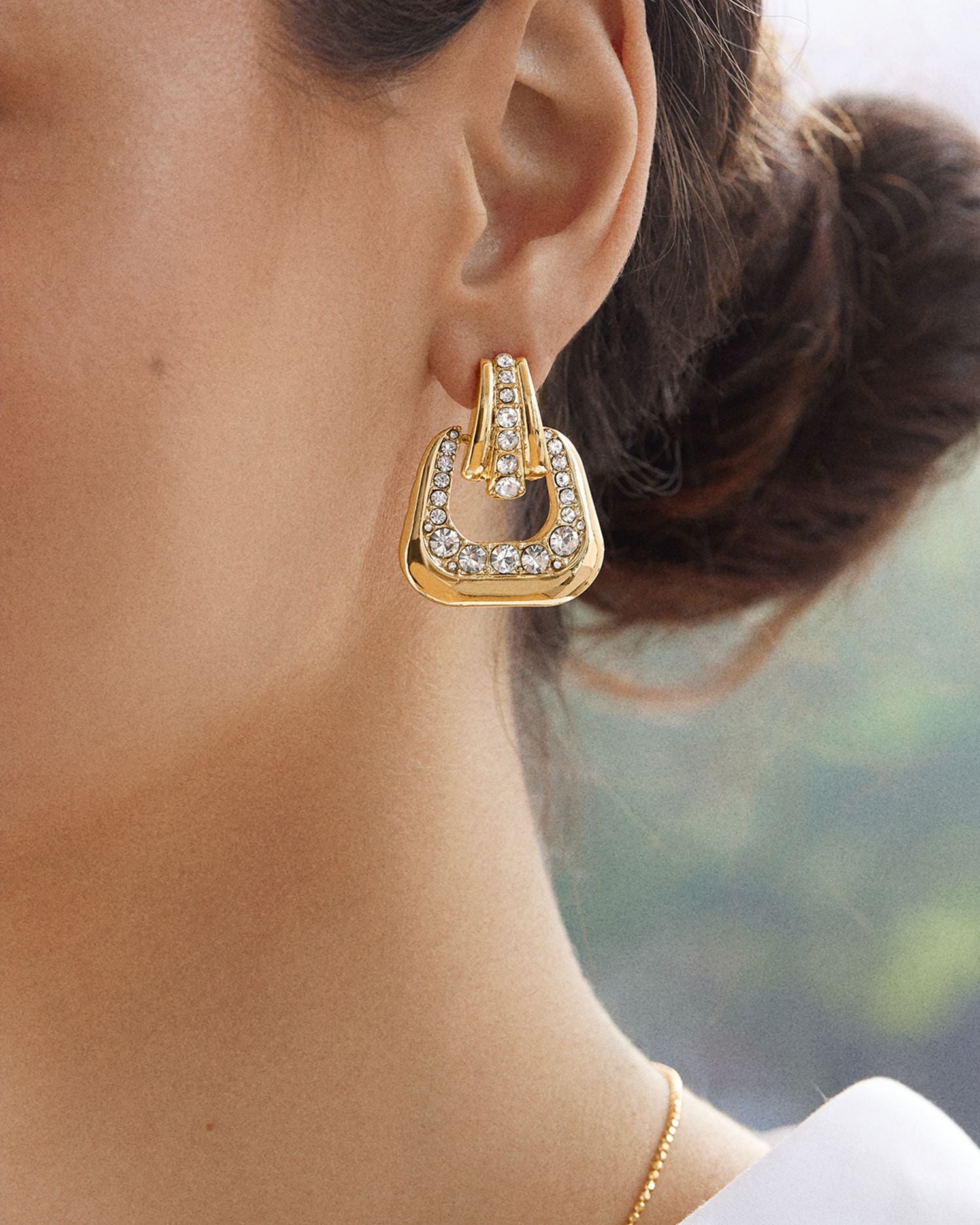 Mila Pavé Doorknocker Drop Earrings