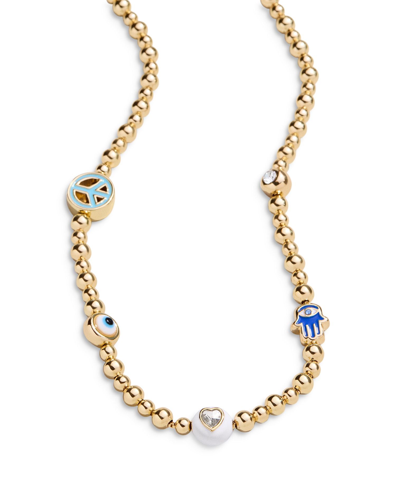 Fortune Favors Mixed Charm Beaded Collar Necklace, 17"-20"