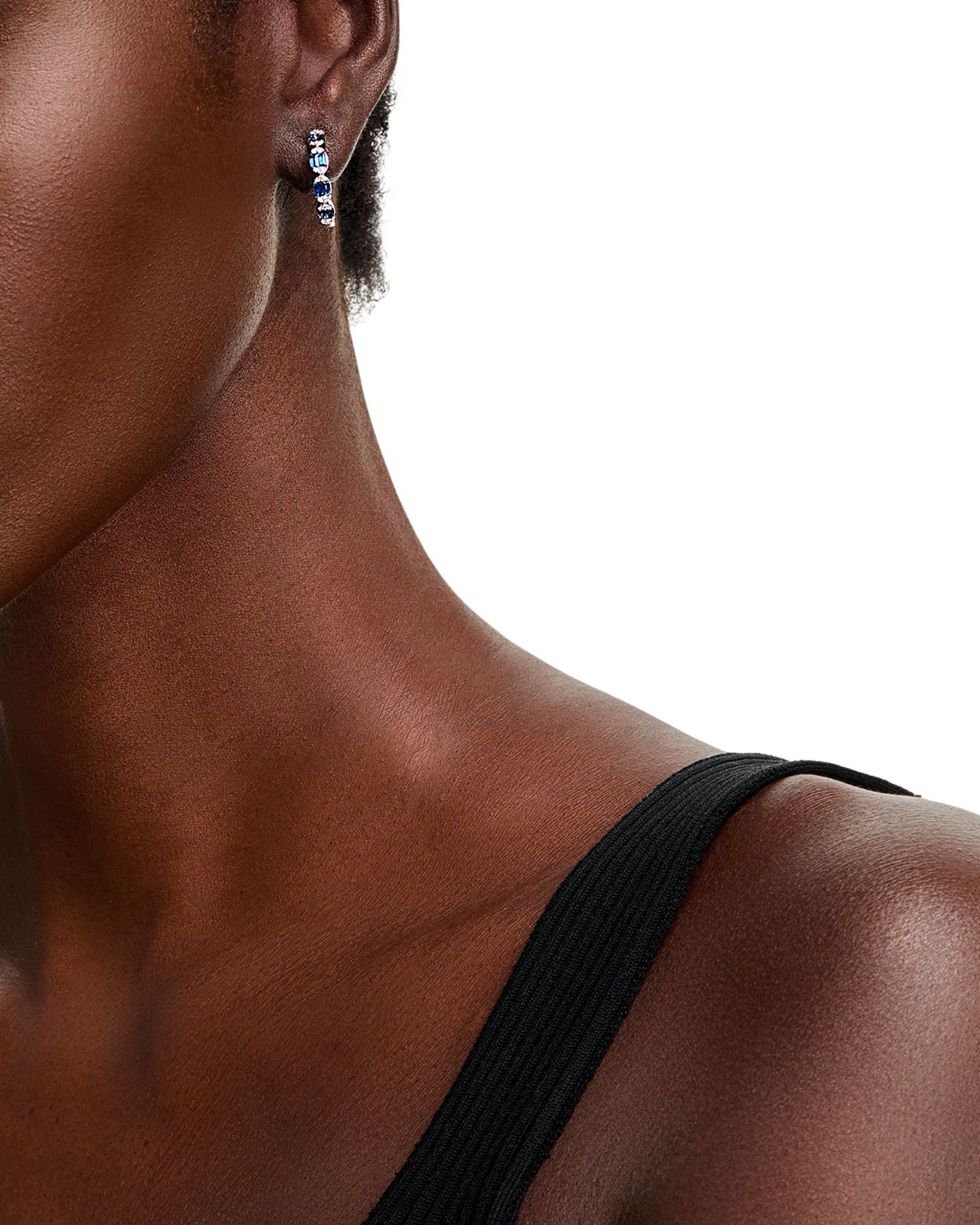 Sapphire & Diamond Hoop Earrings in 14K White Gold