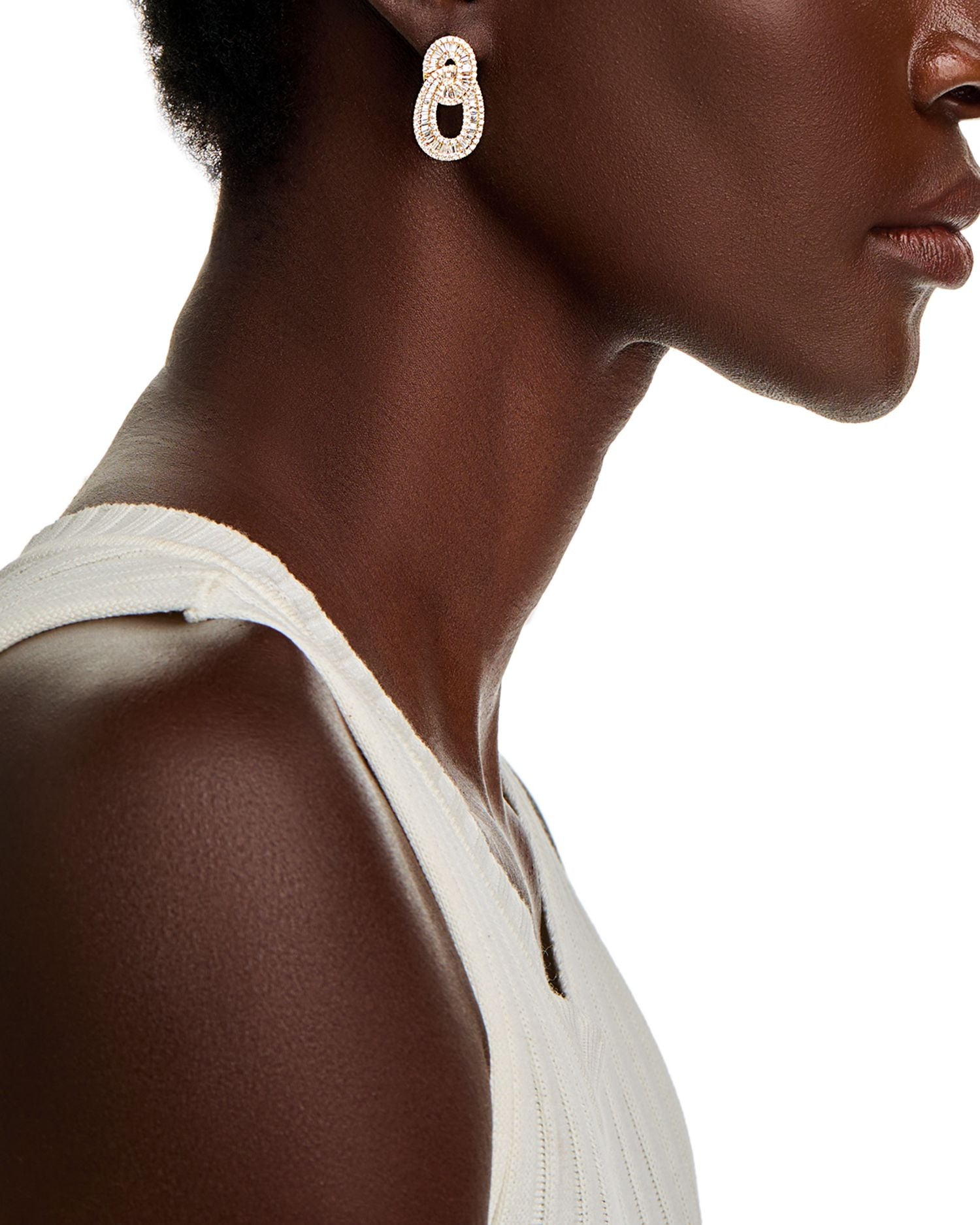 Diamond Baguette & Round Interlocking Circle Drop Earrings in 14K Yellow Gold, 2.67 ct. t.w.