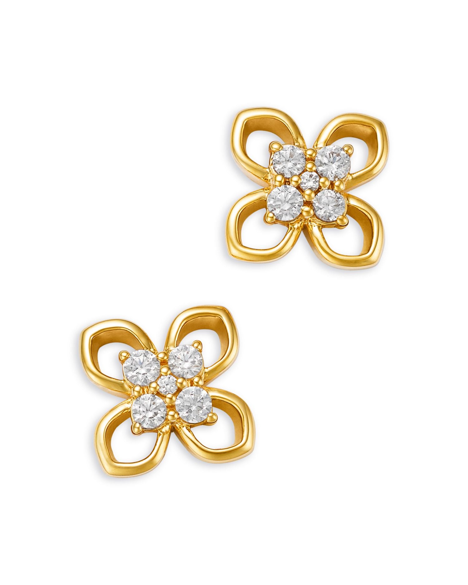 Diamond Clover Stud Earrings in 14K Yellow Gold, 0.33 ct. t.w.