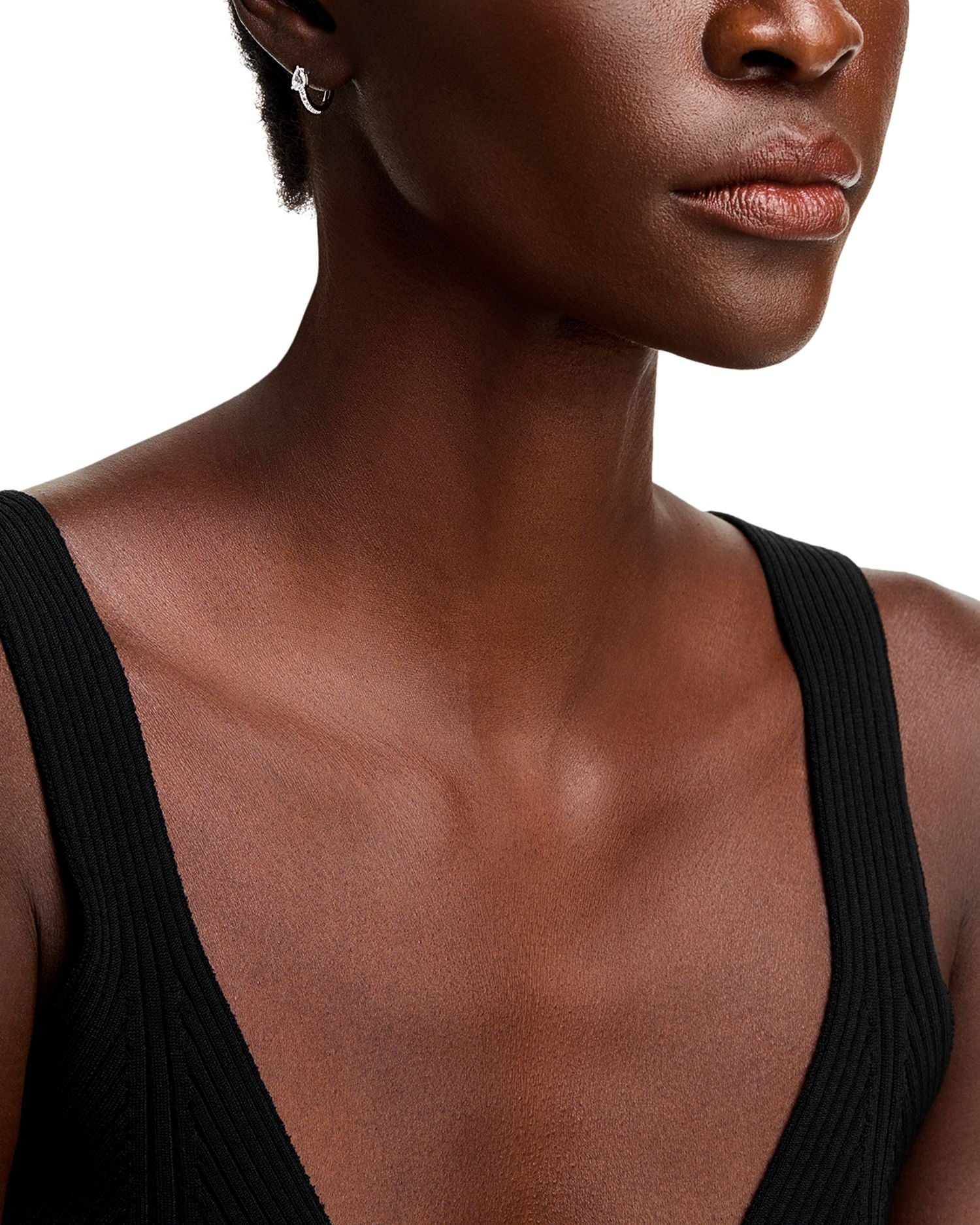 Diamond Pear & Round Huggie Hoop Earrings in 14K White Gold, 0.75 ct. t.w.