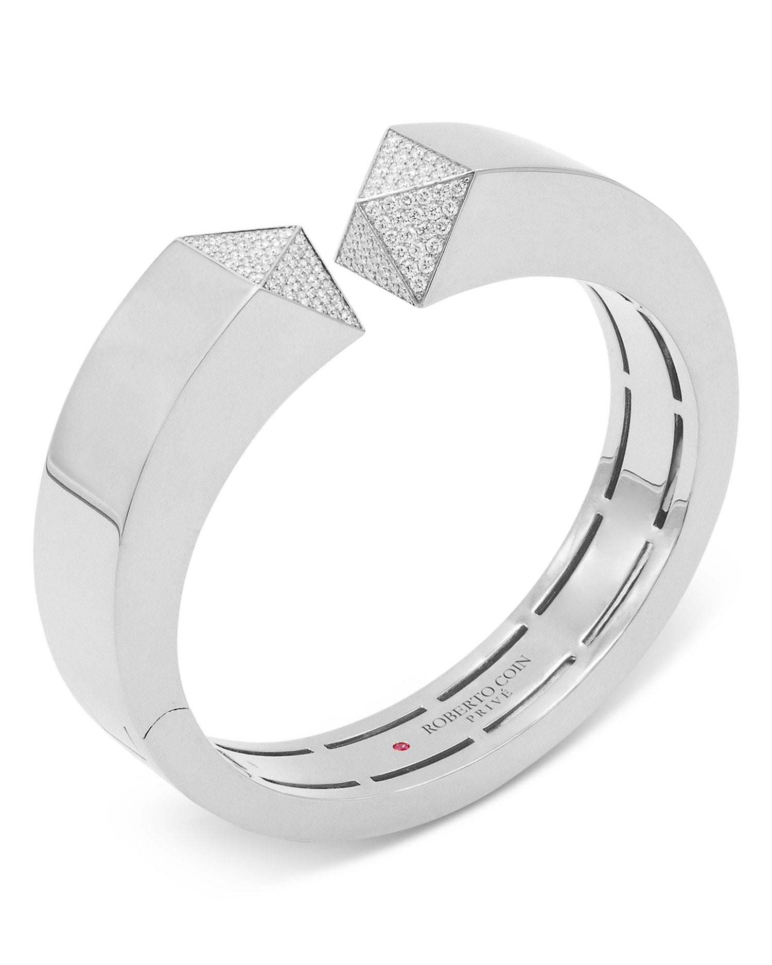 18K White Gold Sauvage Diamond Cuff Bangle Bracelet