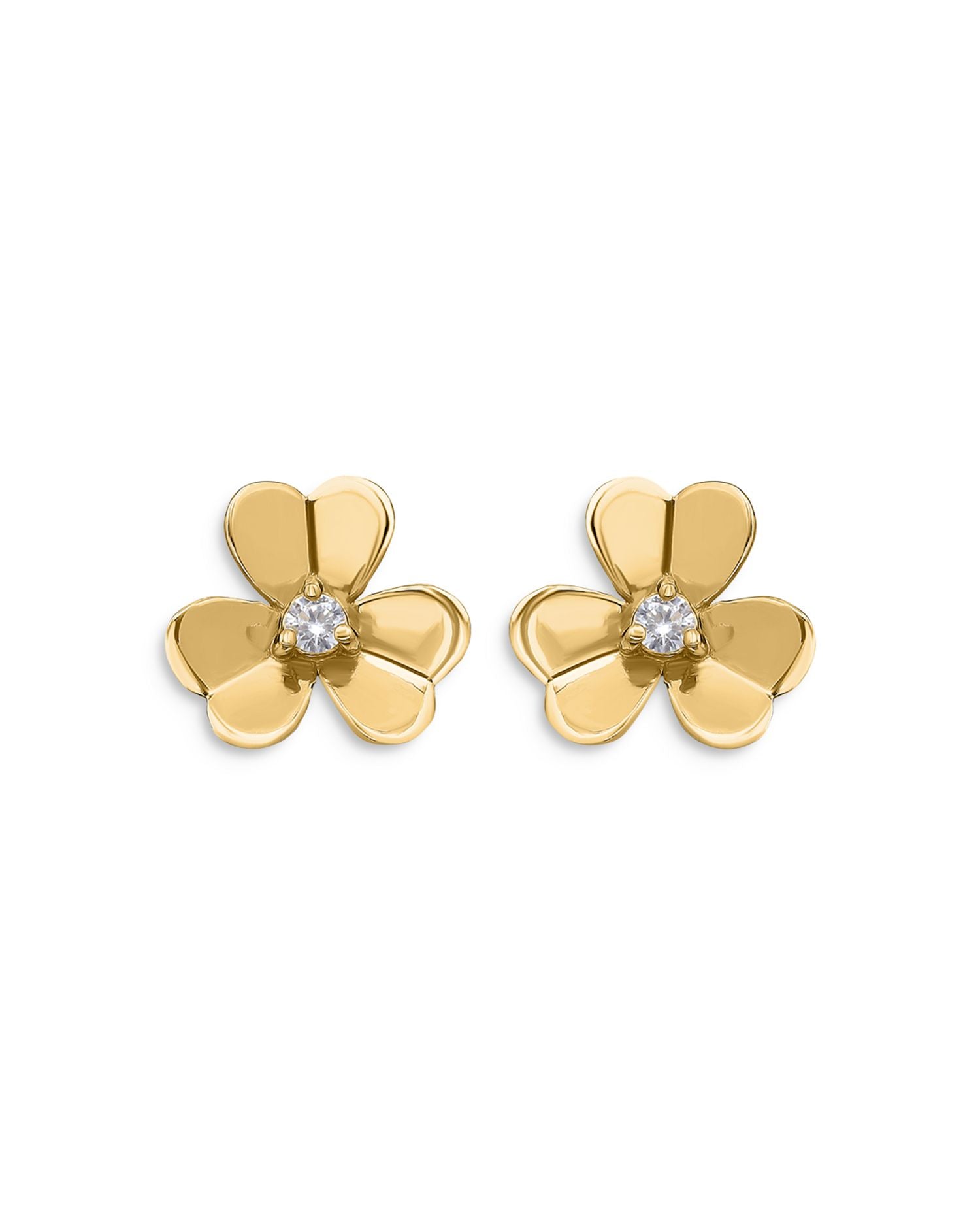 Cubic Zirconia Flower Stud Earrings in 18K Gold Plated Sterling Silver - Exclusive