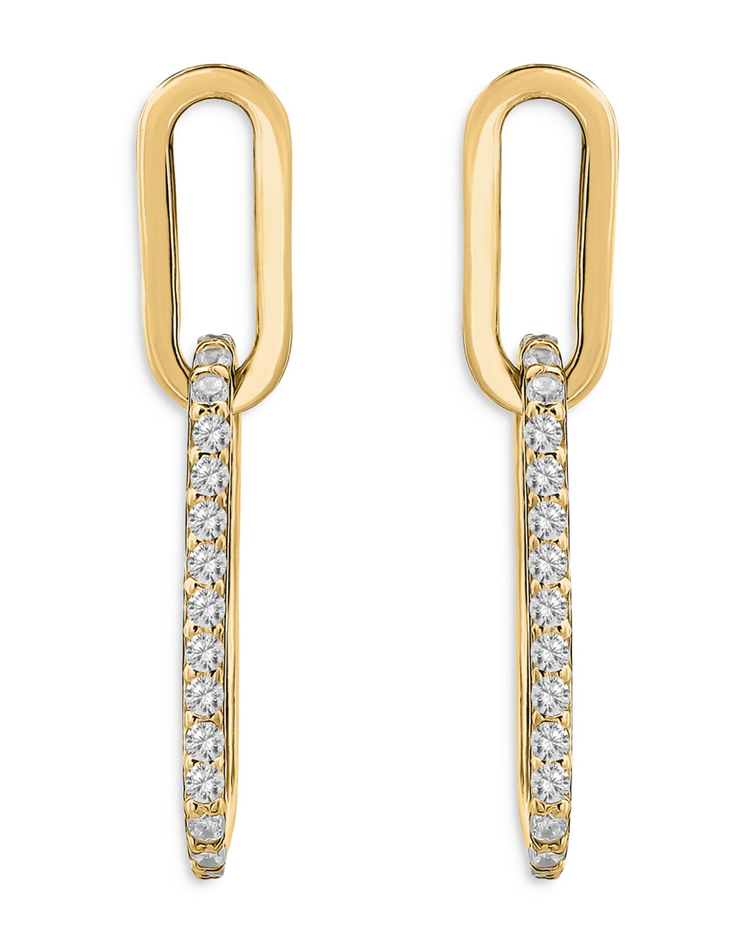 Pavé Paperclip Chain Drop Earrings in 18K Gold Plated Sterling Silver - Exclusive