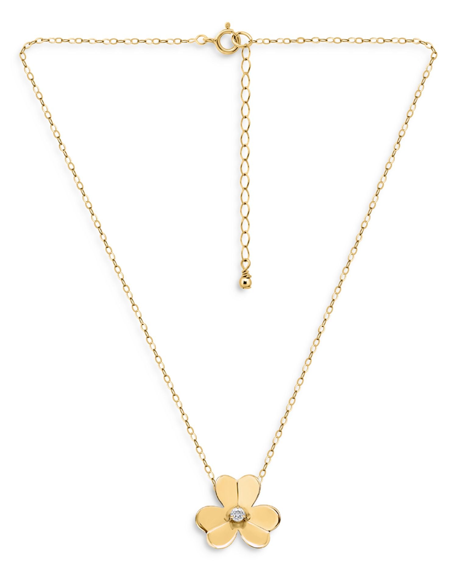 Cubic Zirconia Flower Pendant Necklace in 18K Gold Plated Sterling Silver, 16'-18' - Exclusive