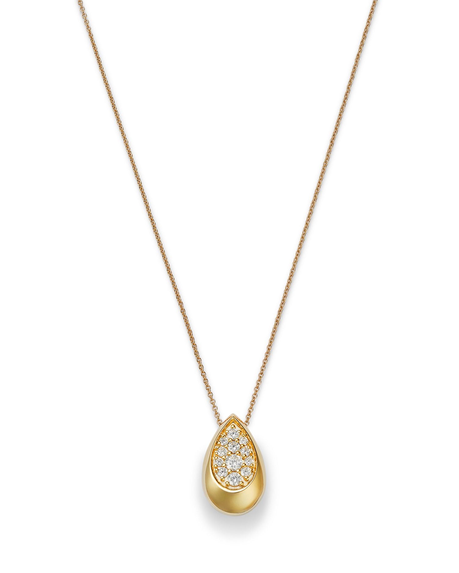 Diamond Pear Shaped Cluster Pendant Necklace in 14K Yellow Gold, 0.25 ct. t.w.
