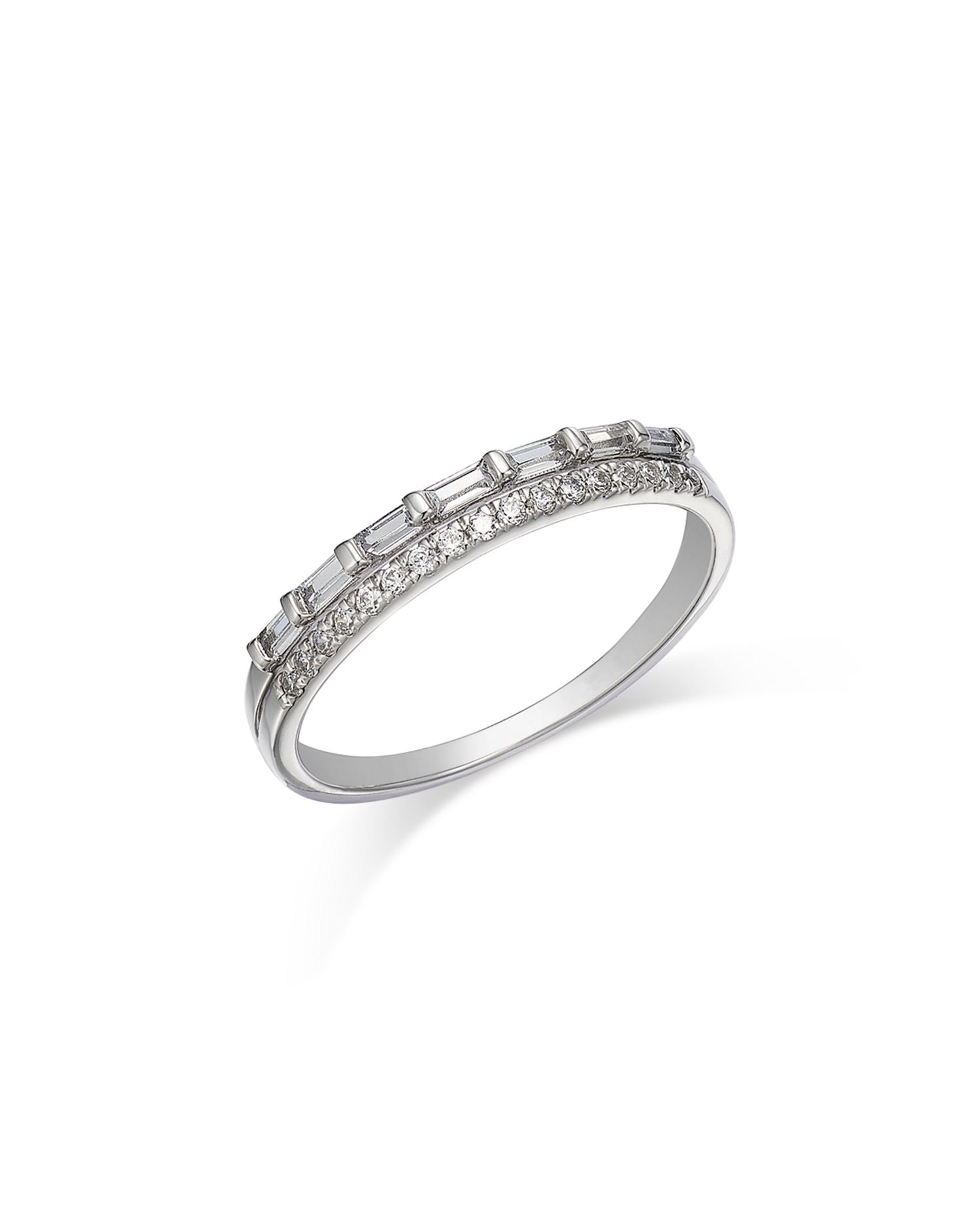 Diamond Double Row Band in 14K White Gold, 0.25 ct. t.w.