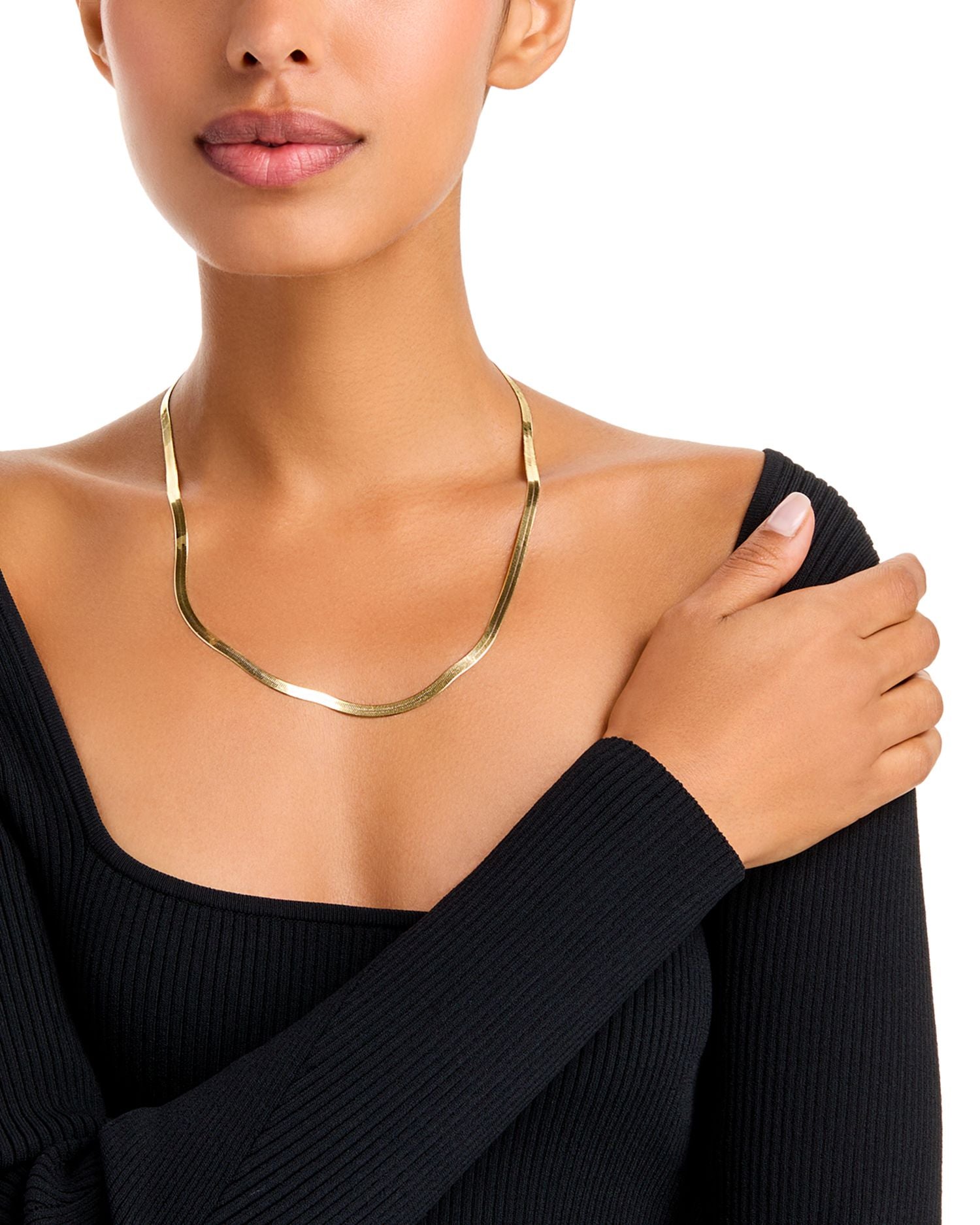 Silky Herringbone Chain Necklace in 14K Yellow Gold, 20'