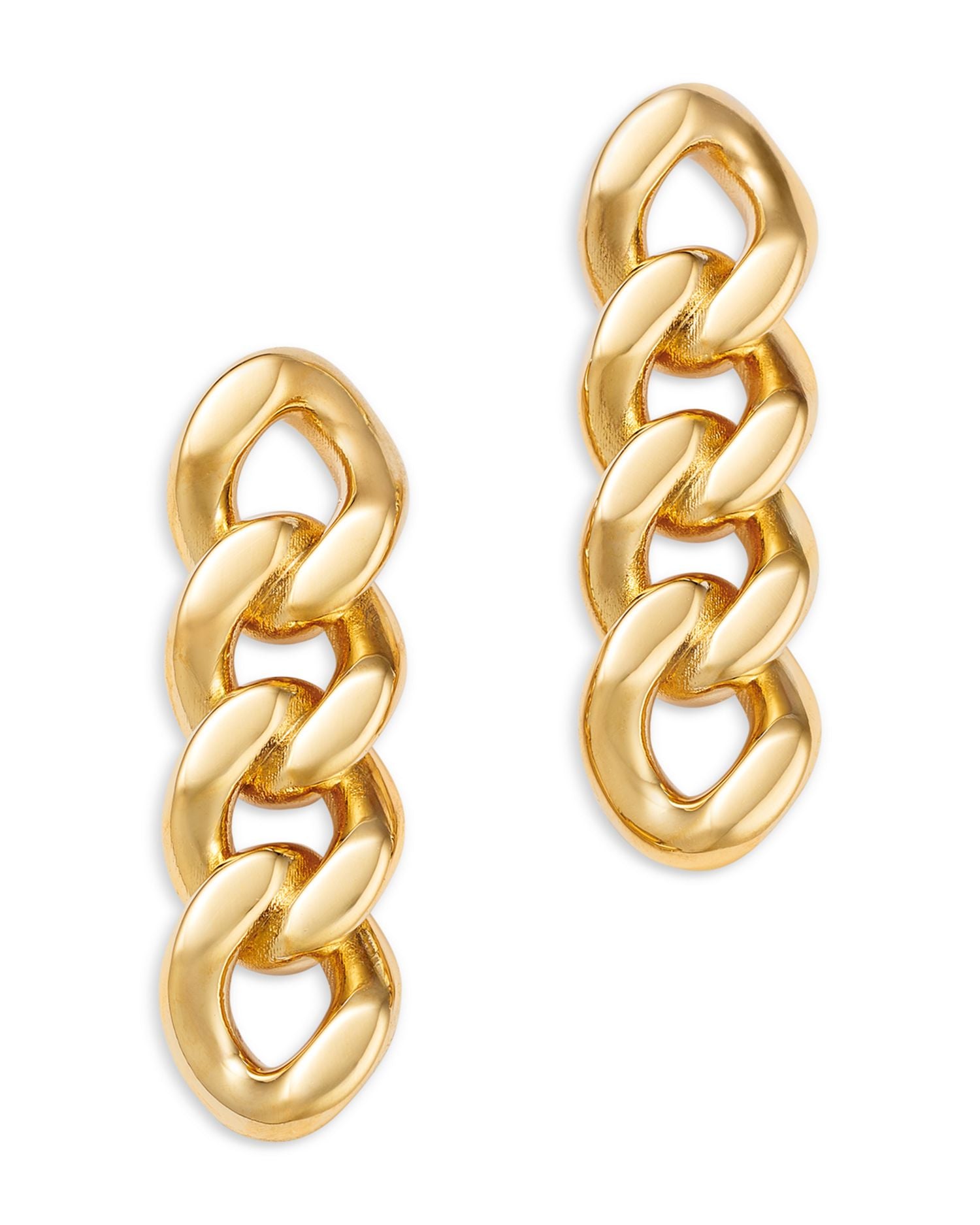 14K Yellow Gold Miami Cuban Link Chain Drop Earrings