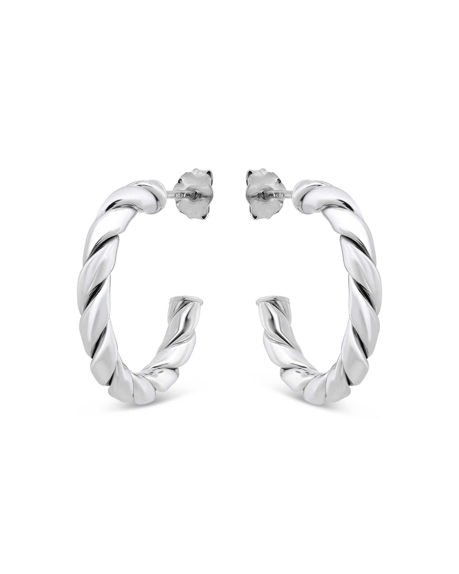 Twist Open Hoop Earrings in Sterling Silver - Exclusive