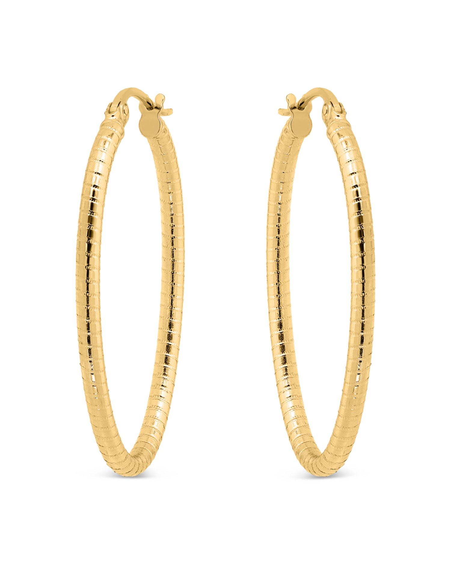 Textured Oval Hoop Earrings in 18K Gold Plated Sterling Silver - Exclusive