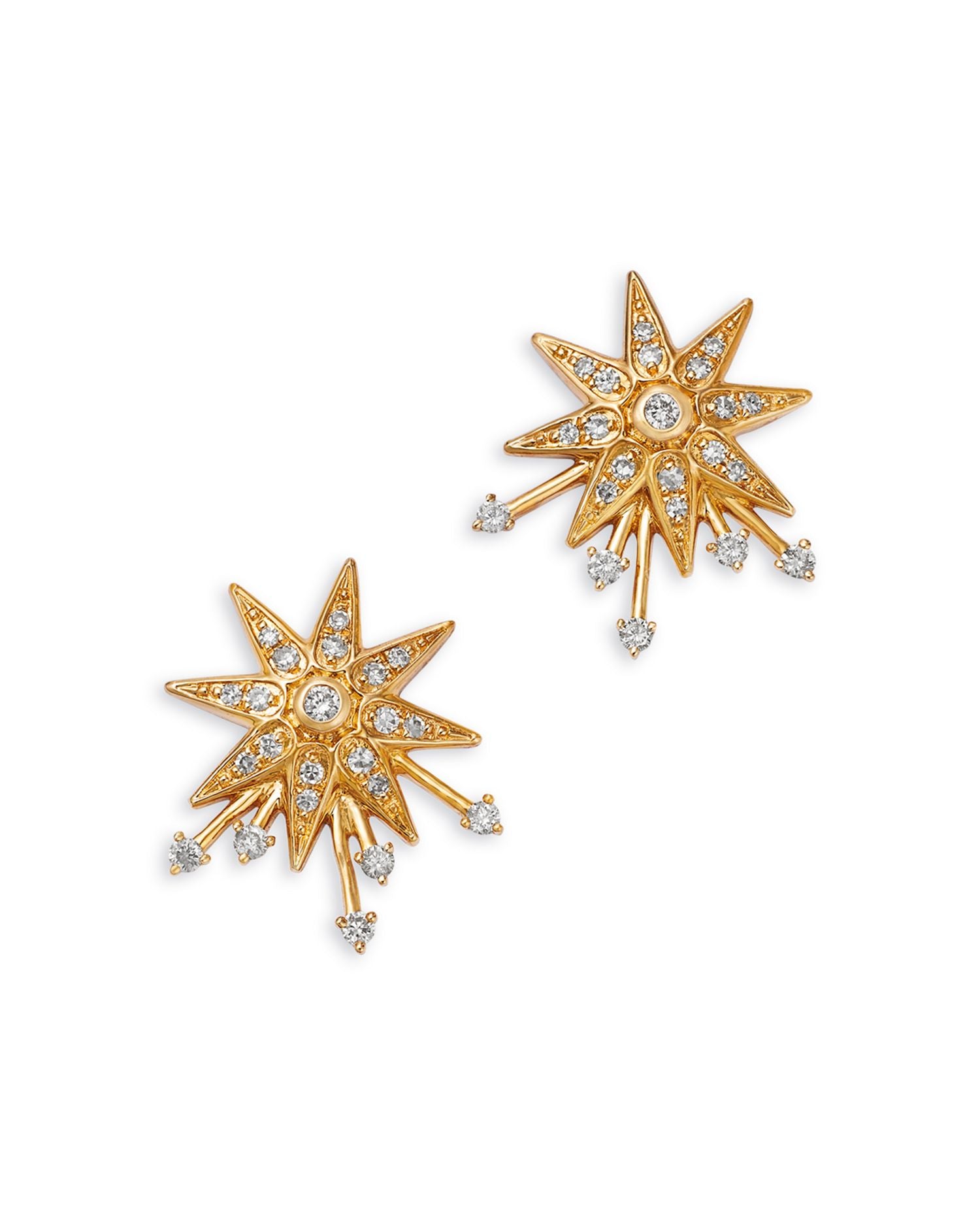 Diamond Starburst Drop Earrings in 14K Yellow Gold, 0.24 ct. t.w.