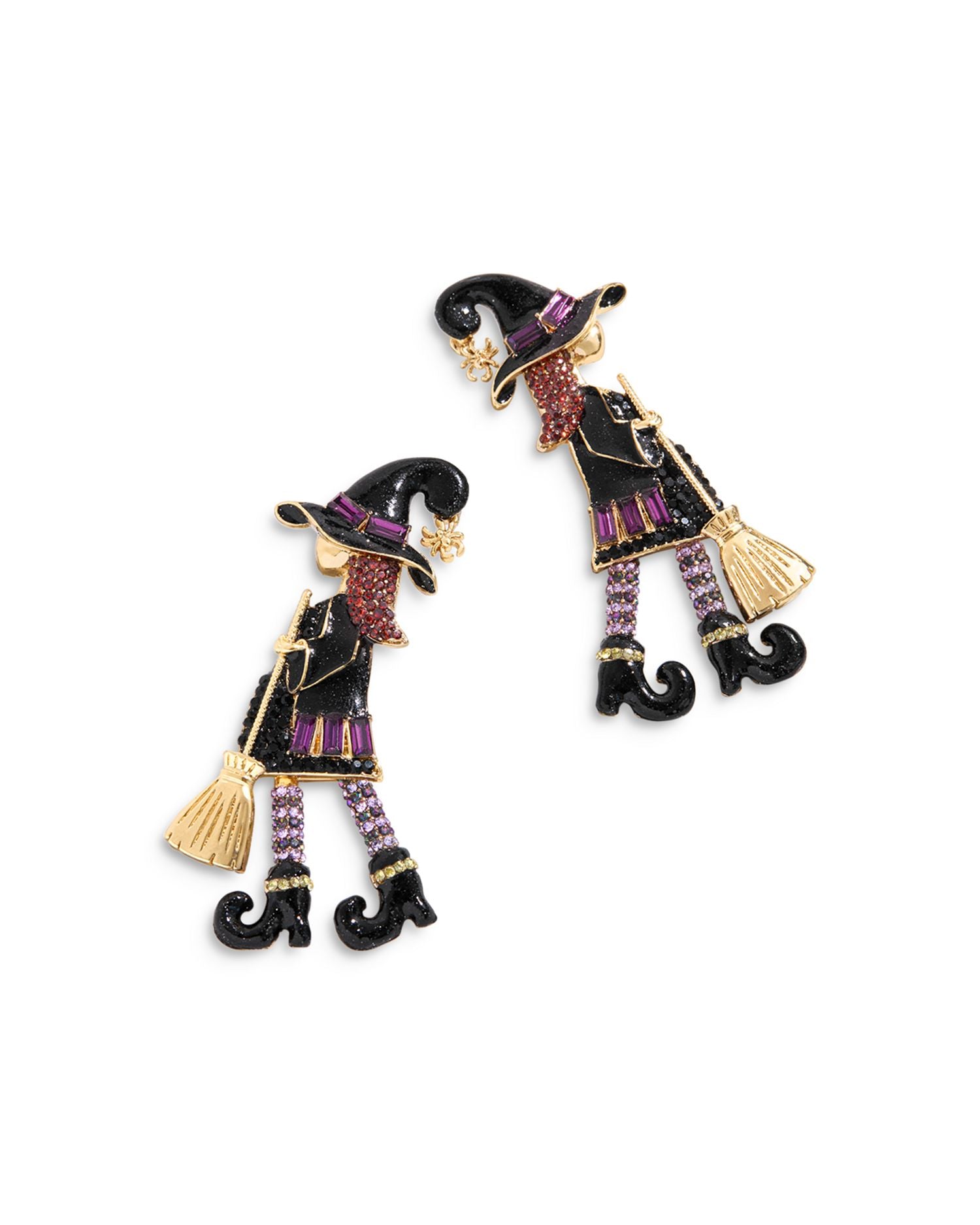 Spellcasting Sweetie Mixed Crystal Witch Drop Earrings in Gold Tone