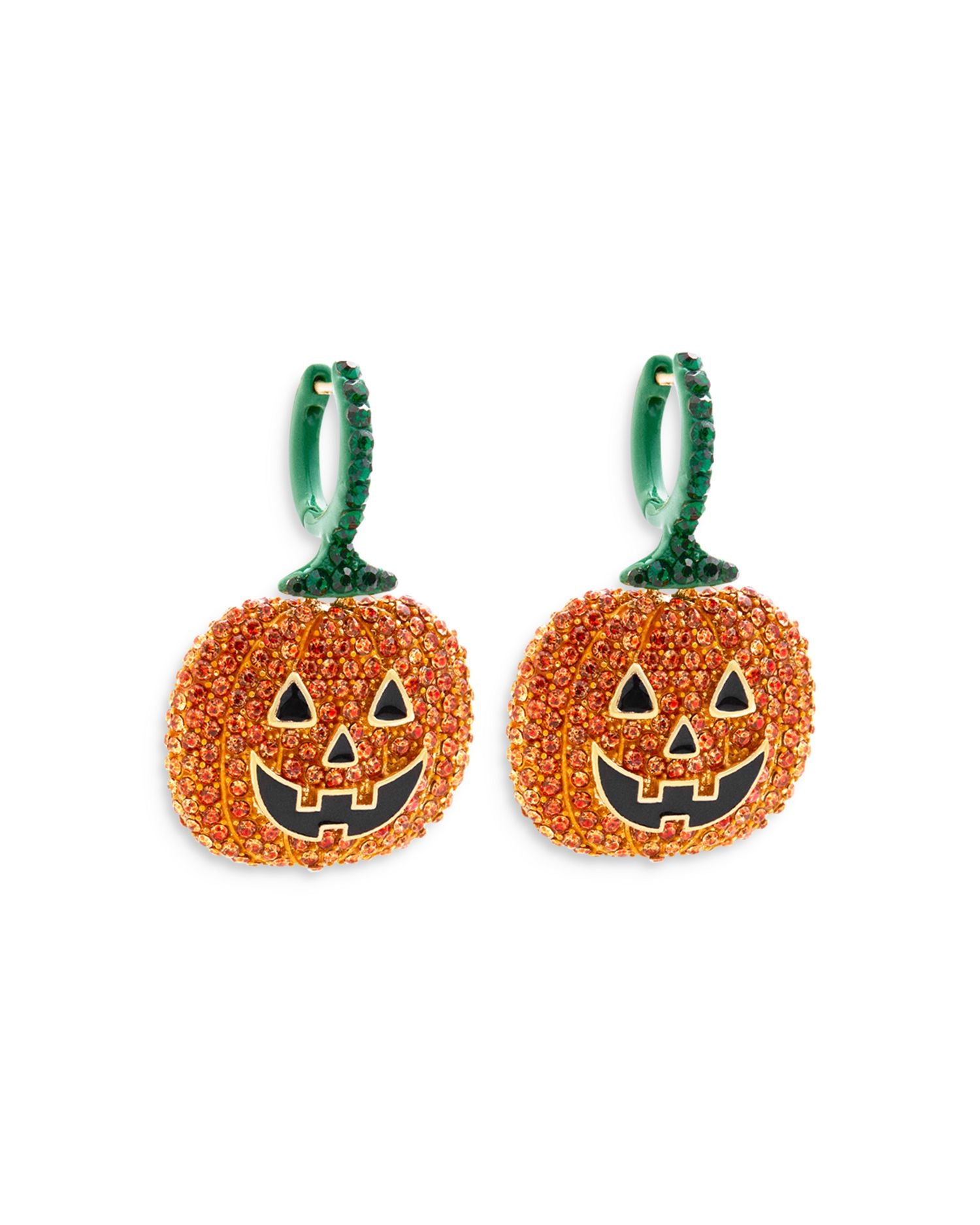 Pumpkin To Talk About Pavé Pumpkin Drop Earrings in Gold Tone