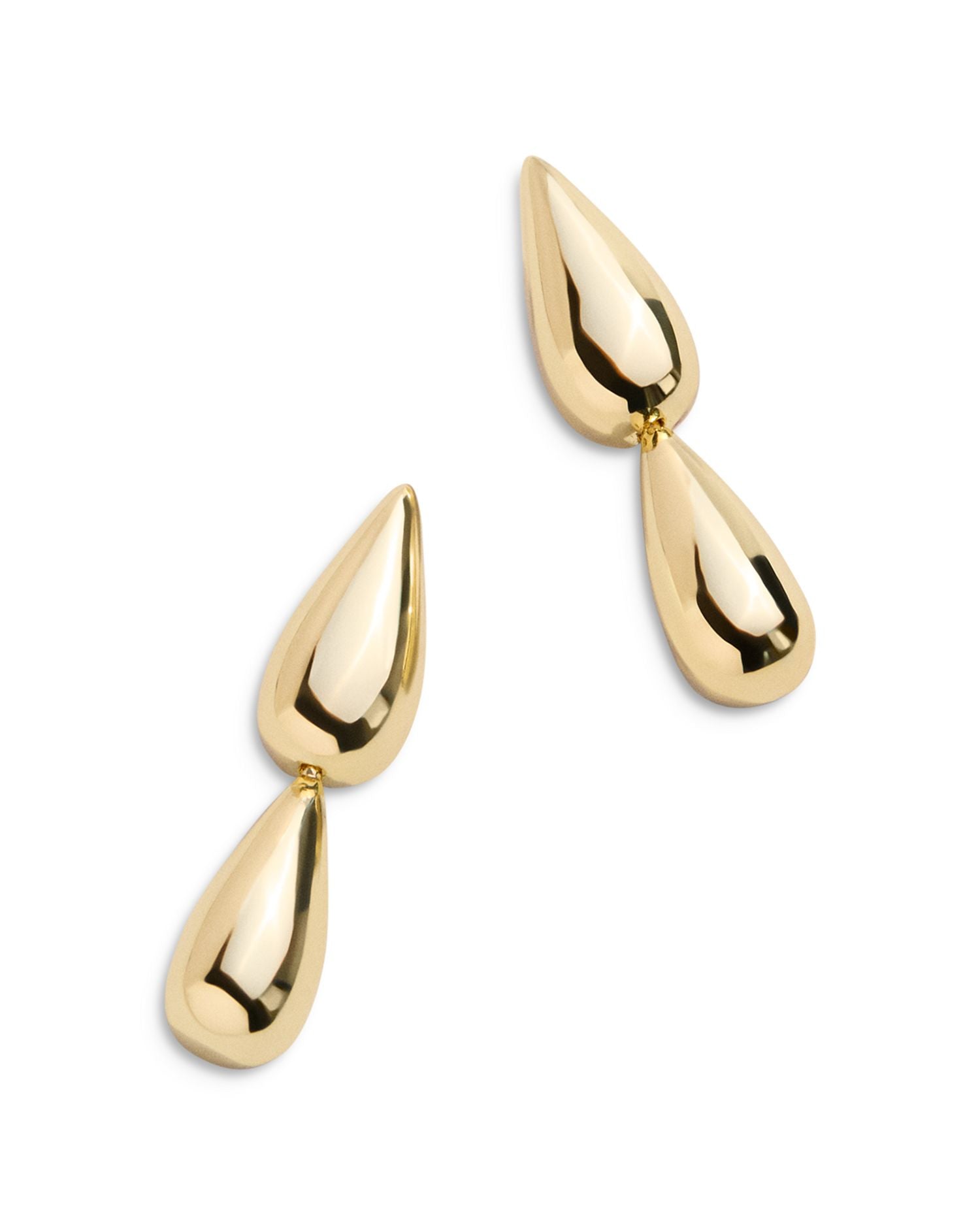 Zoe Tear Shape Double Drop Earrings in Gold Tone