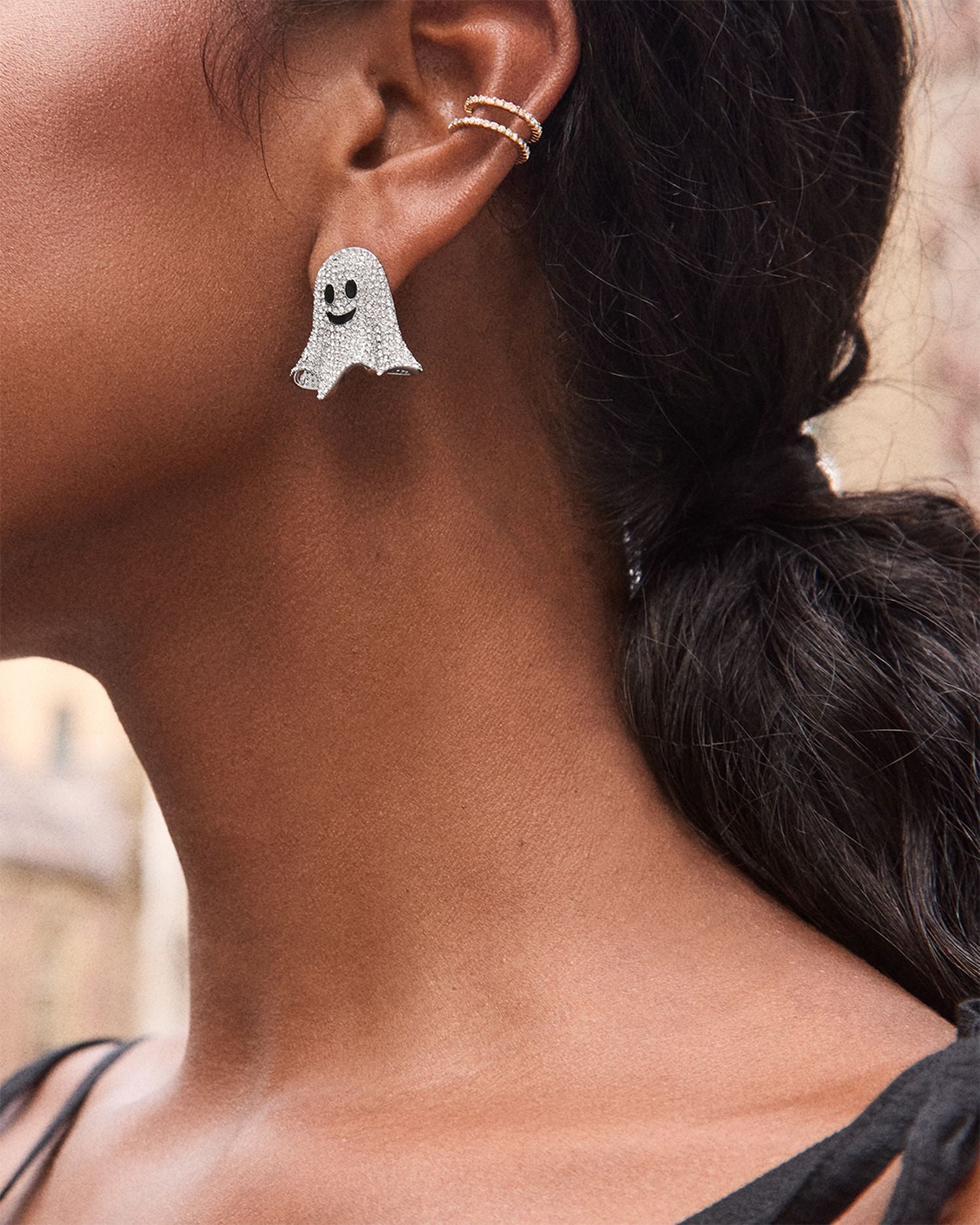Ghoul Friend Pavé Ghost Drop Earrings