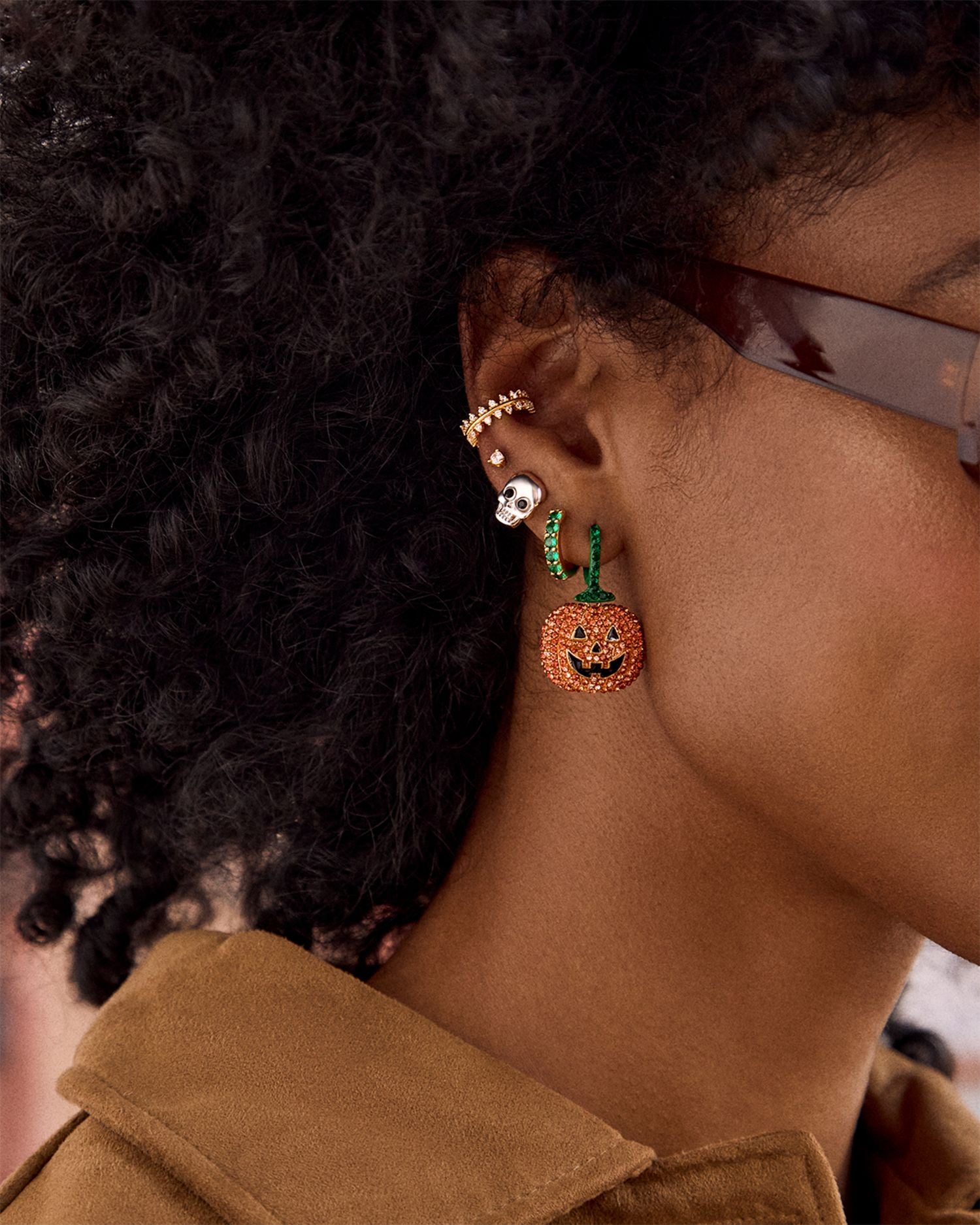 Pumpkin To Talk About Pavé Pumpkin Drop Earrings in Gold Tone