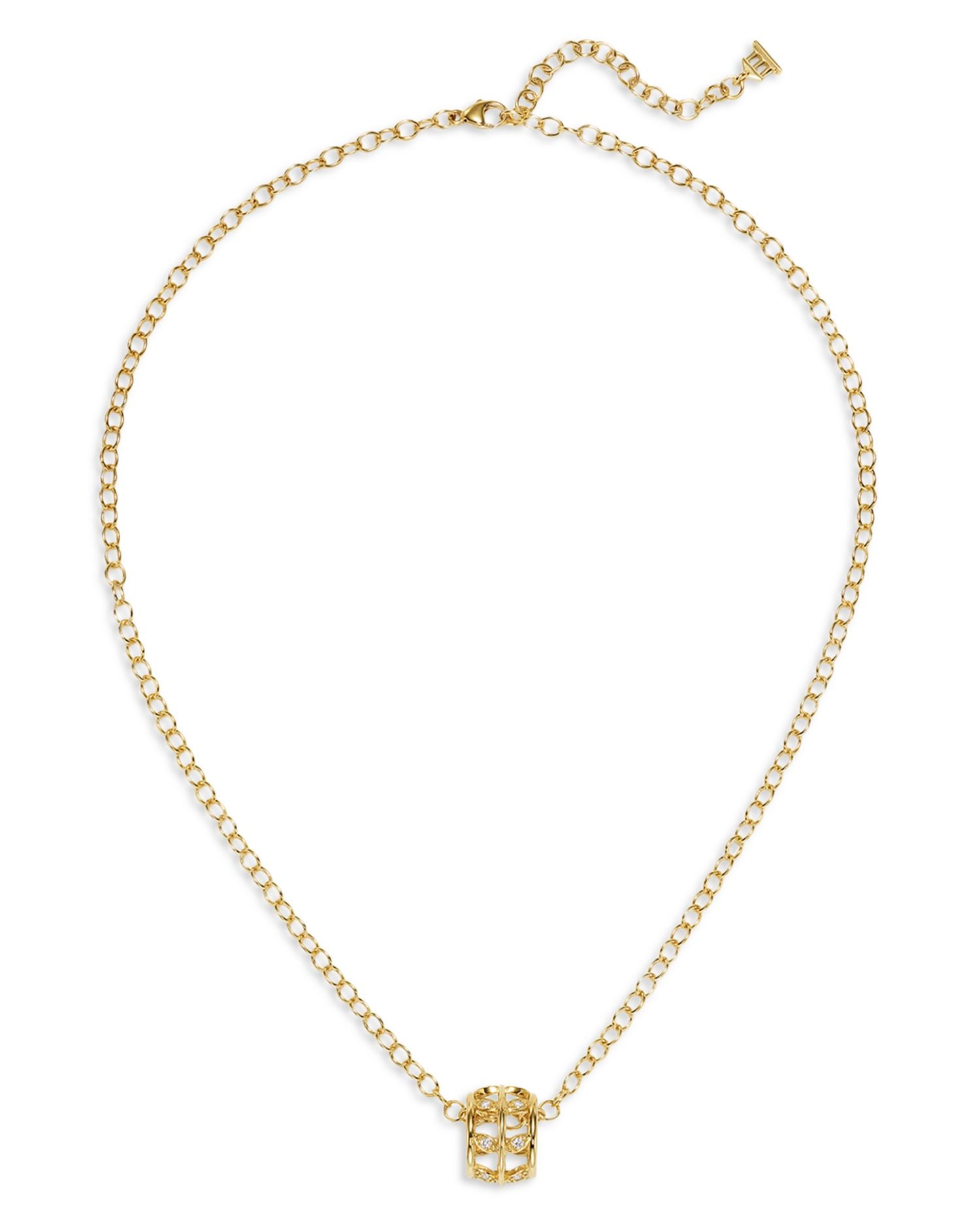 18K Yellow Gold Diamond Vine Openwork Pendant Necklace, 18'