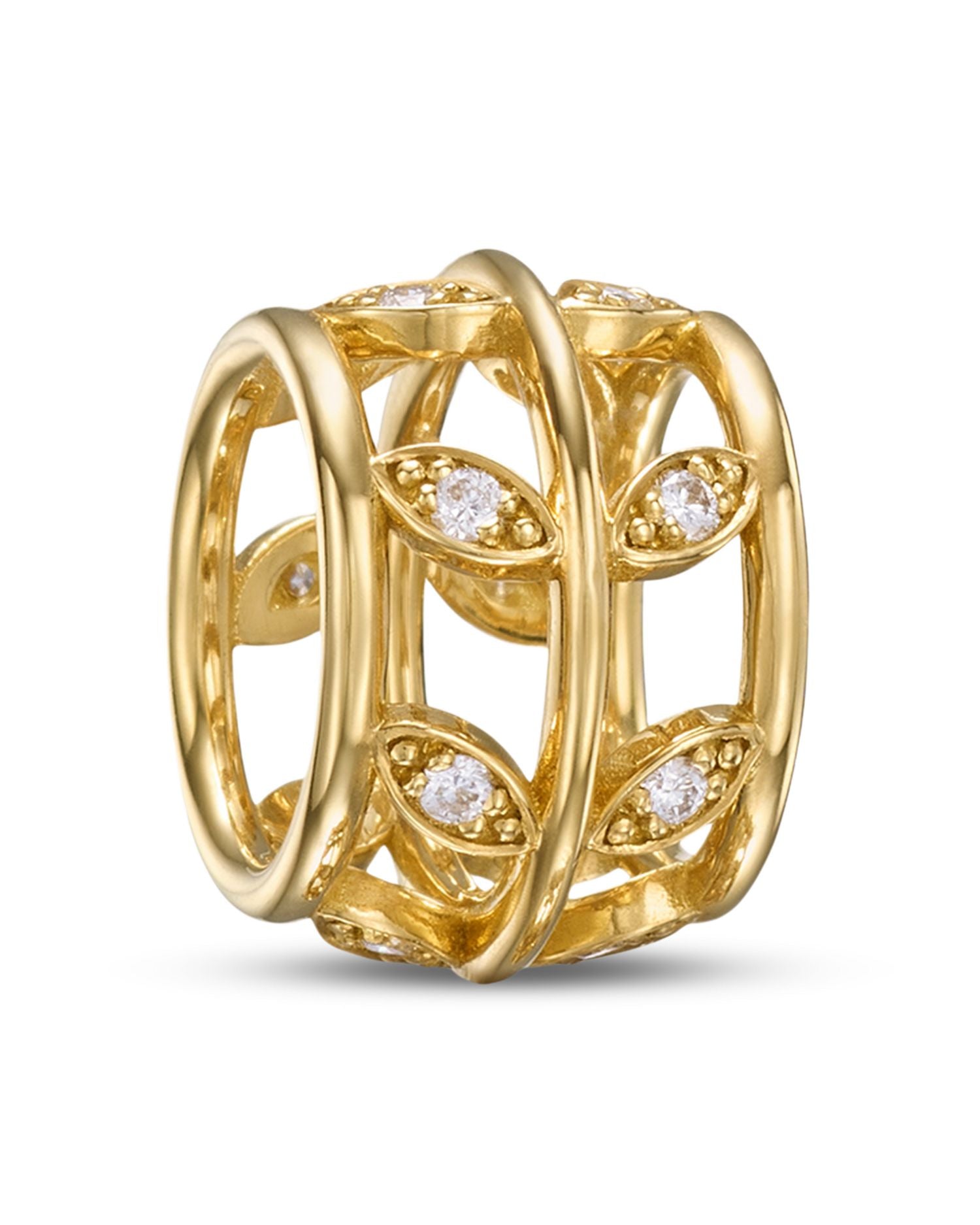 18K Yellow Gold Diamond Vine Openwork Pendant Necklace, 18'