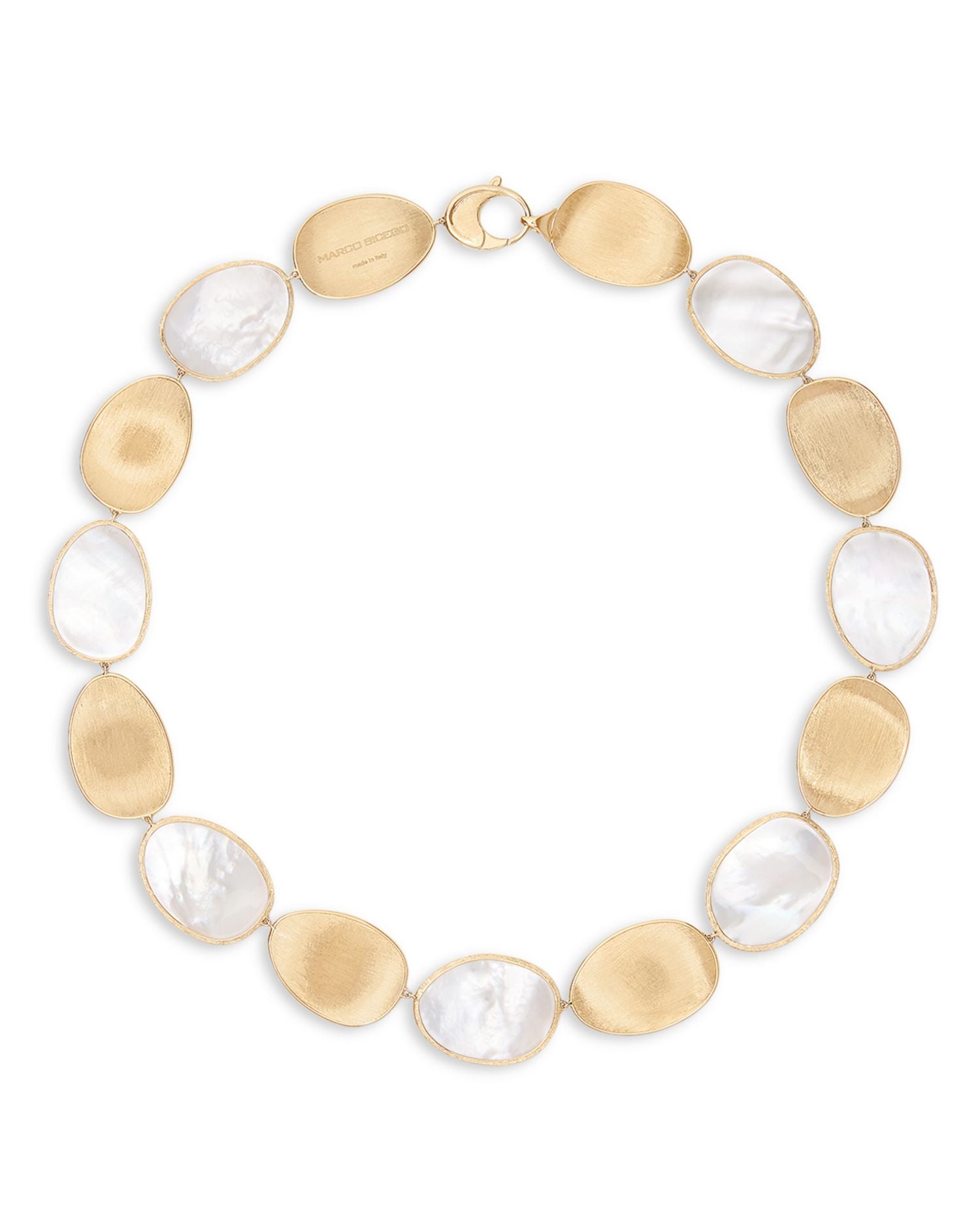 18K Yellow Gold Lunaria Large Mother of Pearl & Textured Disc Statement Necklace, 17.75'