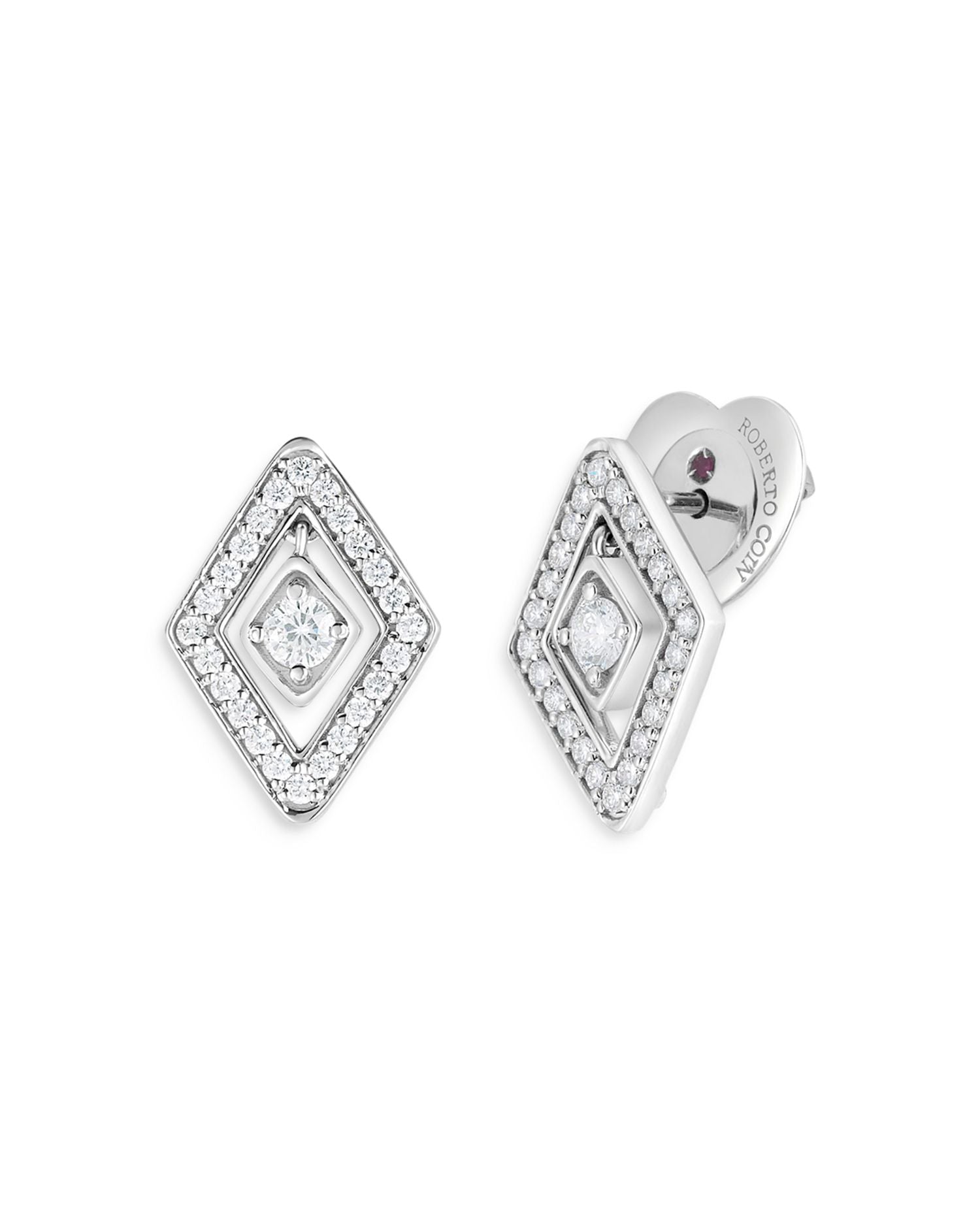 18K White Gold Diamante Diamond Frame Stud Earrings