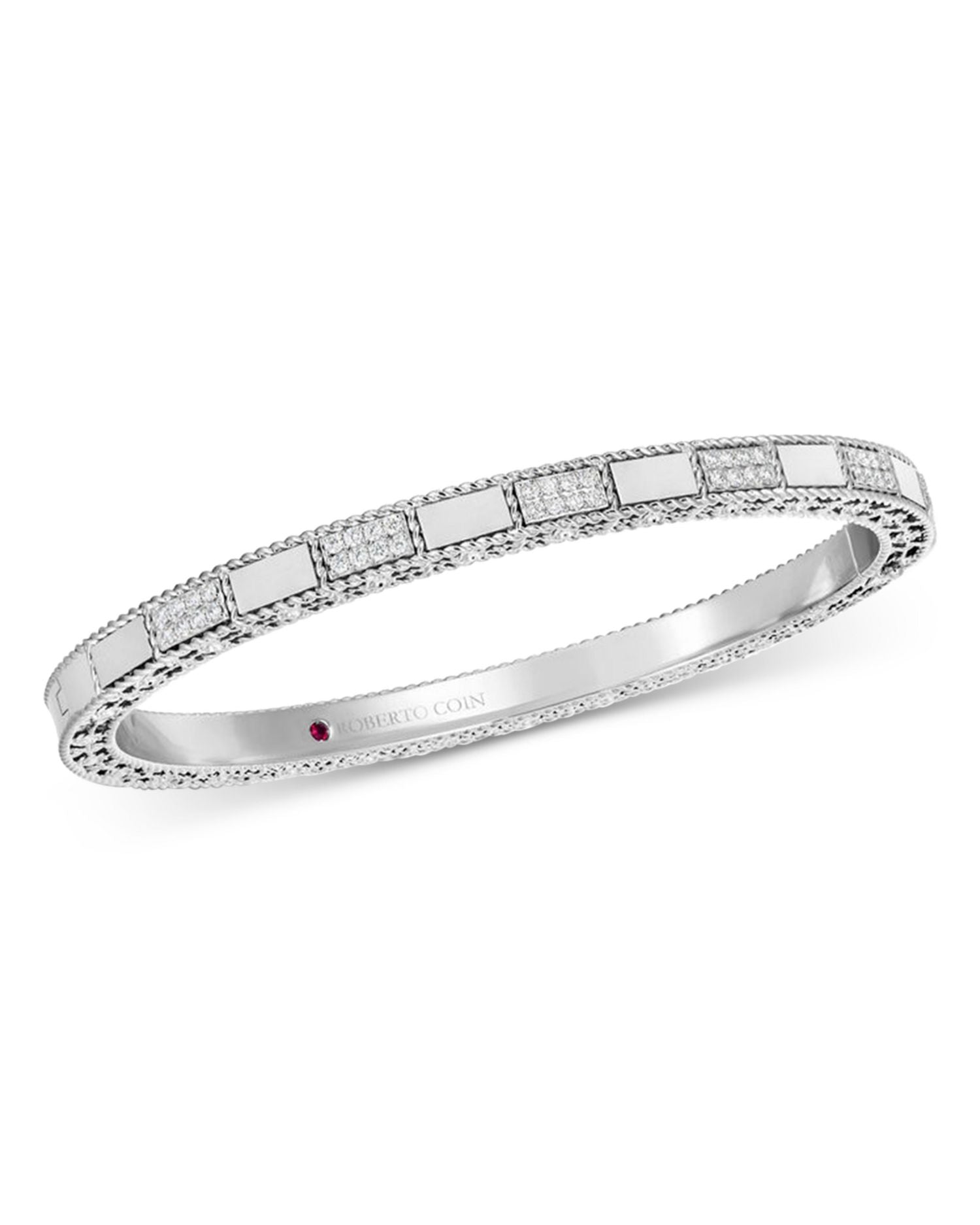 18K White Gold Mosaic Cluster Bangle Bracelet