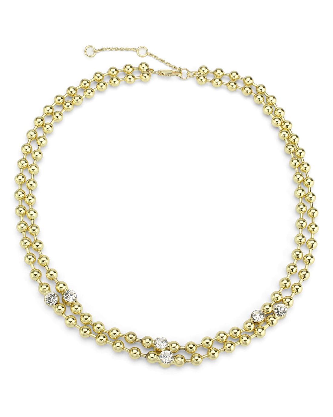 Cubic Zirconia Beaded Double Row Collar Necklace in Gold Tone, 16"-18" - Exclusive