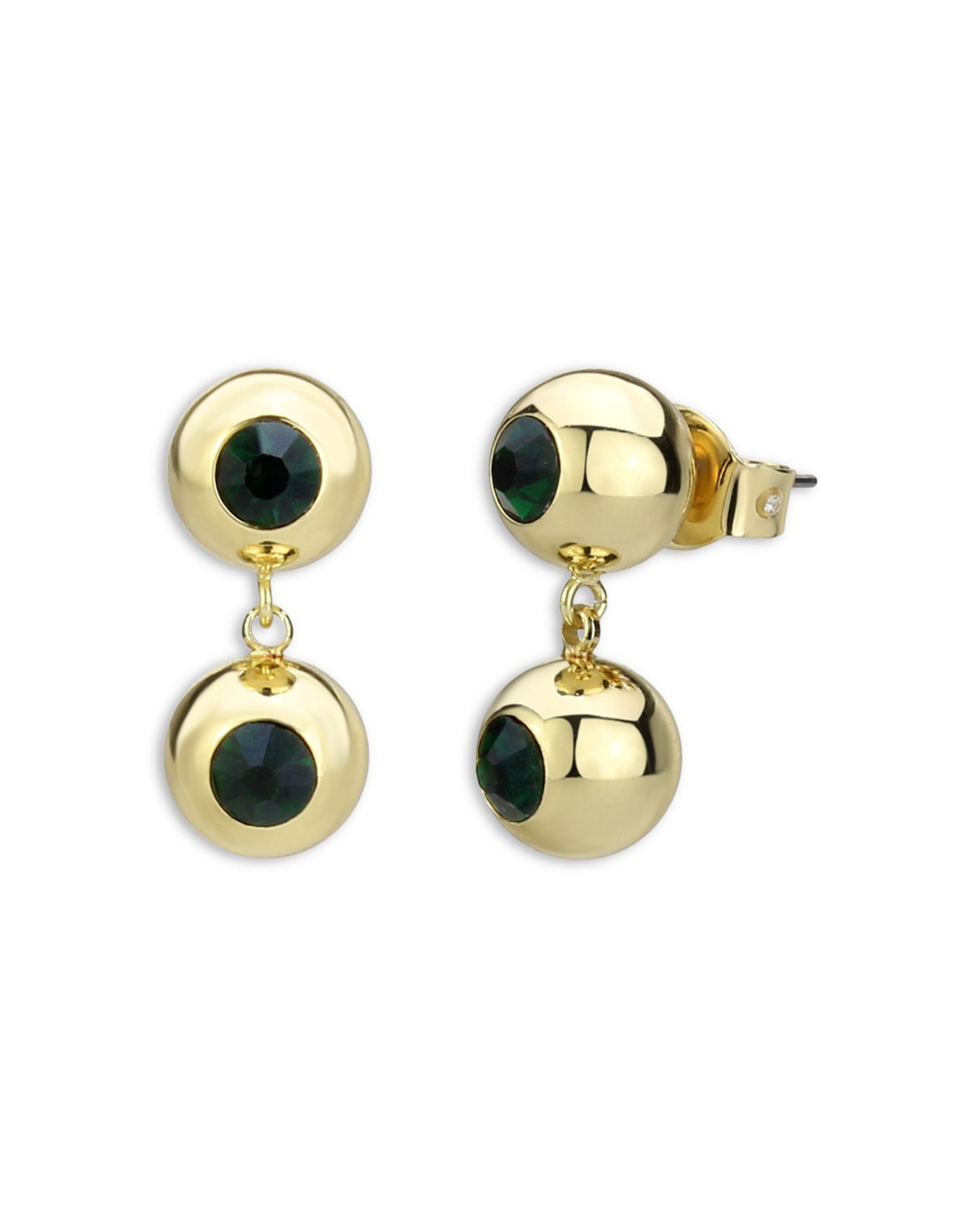 Cubic Zirconia Bead Drop Earrings in Gold Tone - Exclusive