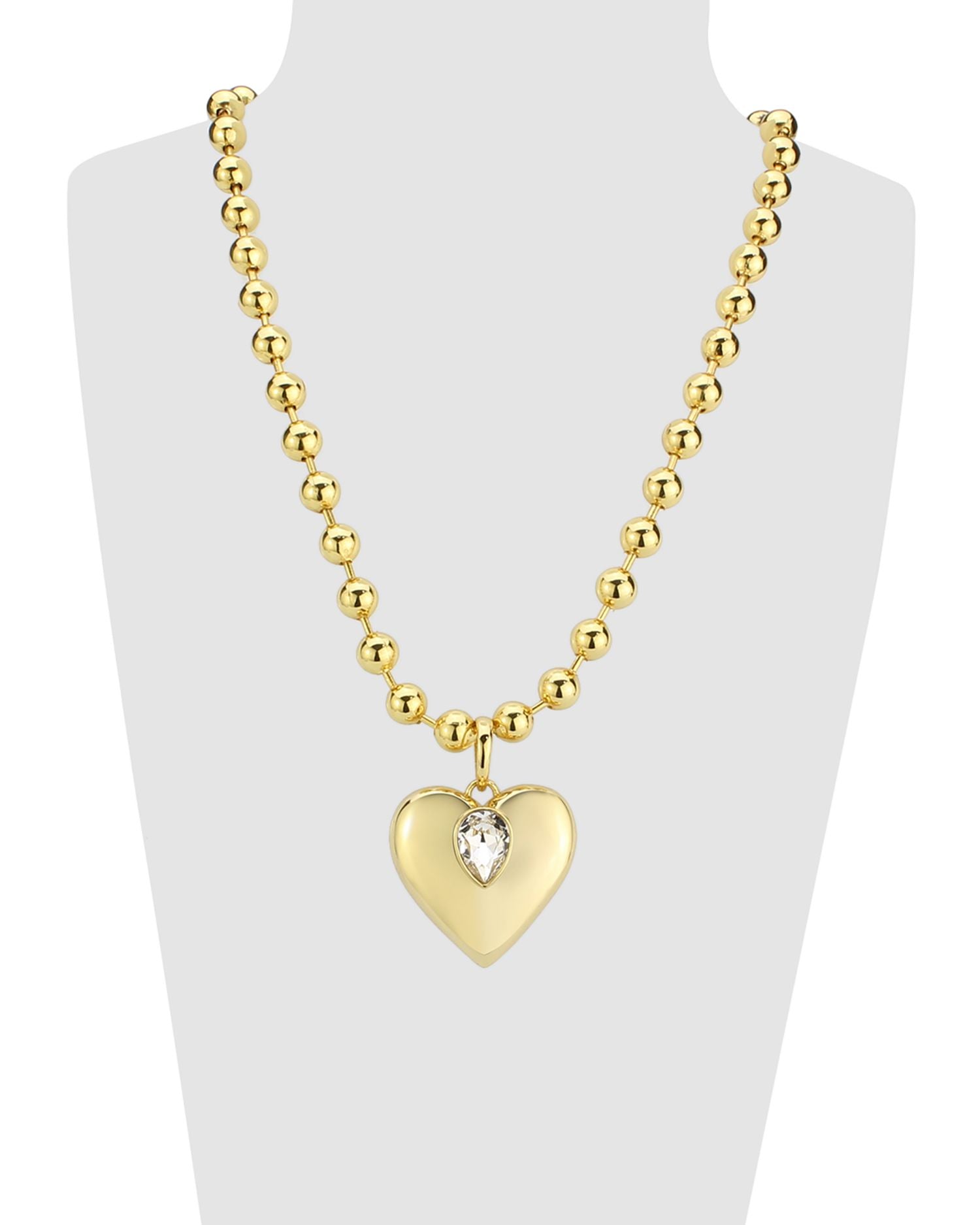 Aerosphere Cubic Zirconia Heart Beaded Pendant Necklace in Gold Tone, 18'-20' - Exclusive