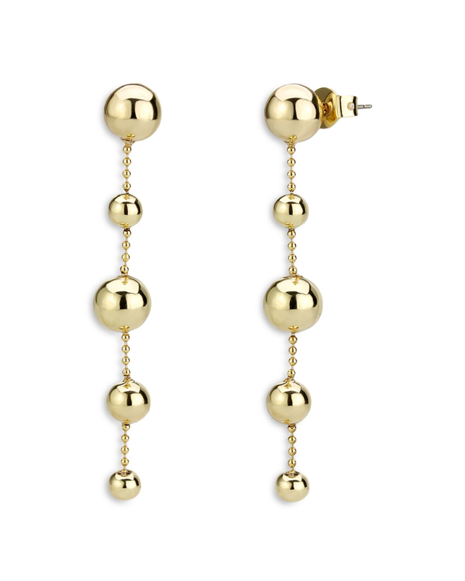 Bead Linear Drop Earrings in Gold Tone - Exclusive