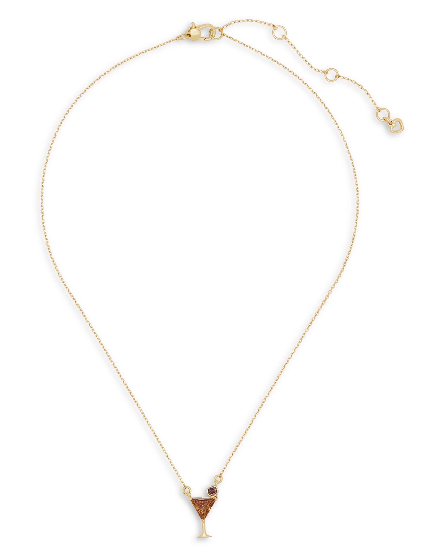 Cubic Zirconia Martini Mini Pendant Necklace in Gold Tone, 16'-19'