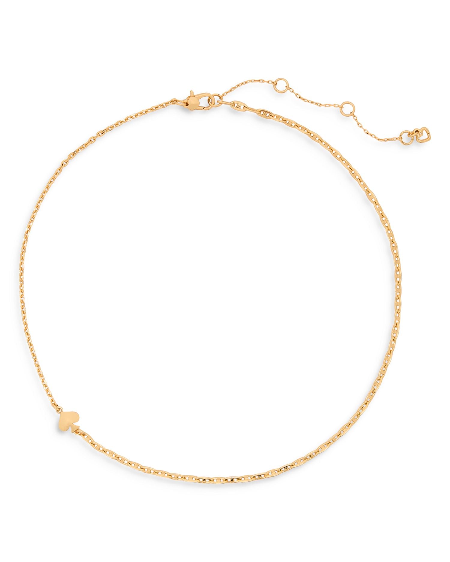 Spade Charm Collar Necklace in Gold Tone, 16"-19"